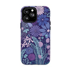 Terrain Night MagSafe iPhone 13 Pro Max Case – Glossy | navy, purple, aqua botanical woodland floral print
