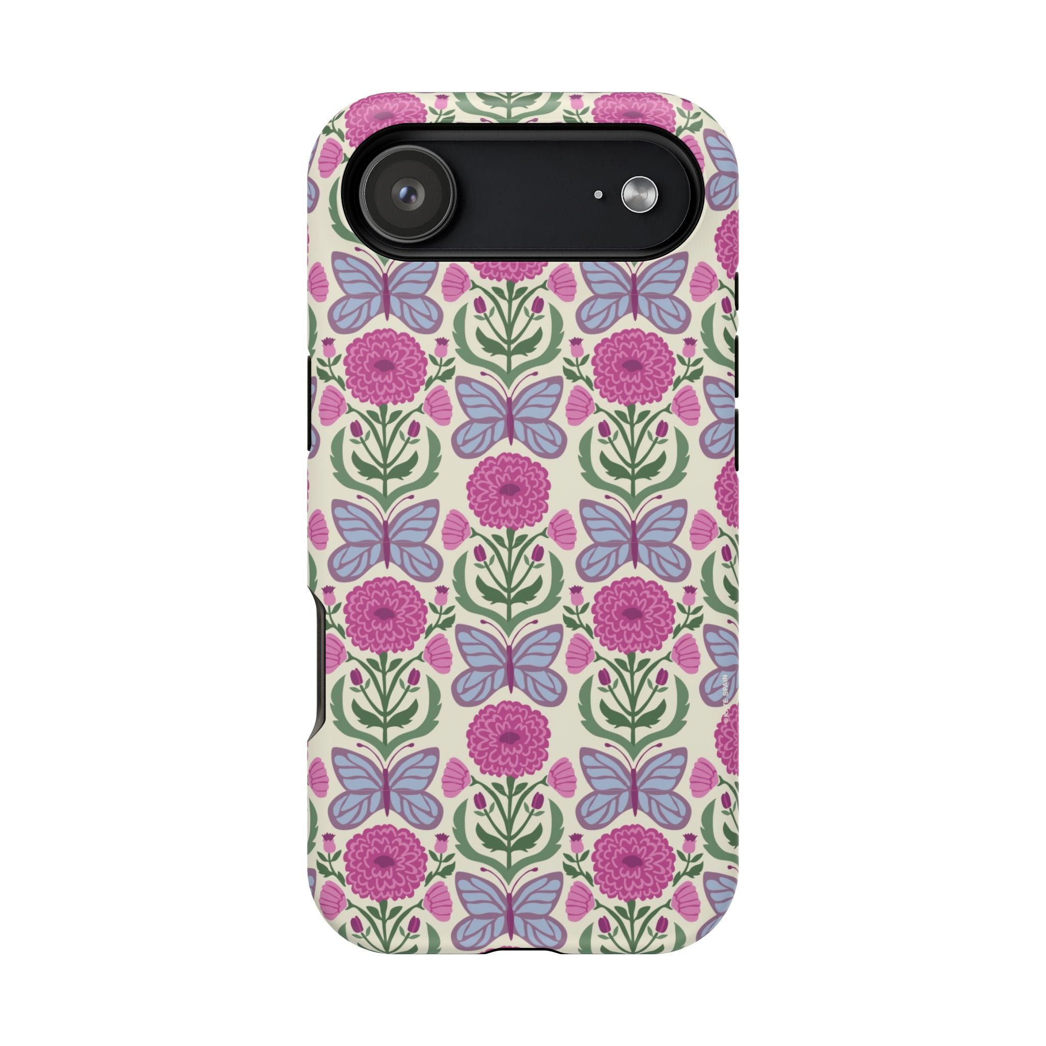 Butterfly MagSafe iPhone 17 Air Case – Matte | cream, magenta, periwinkle butterfly floral print