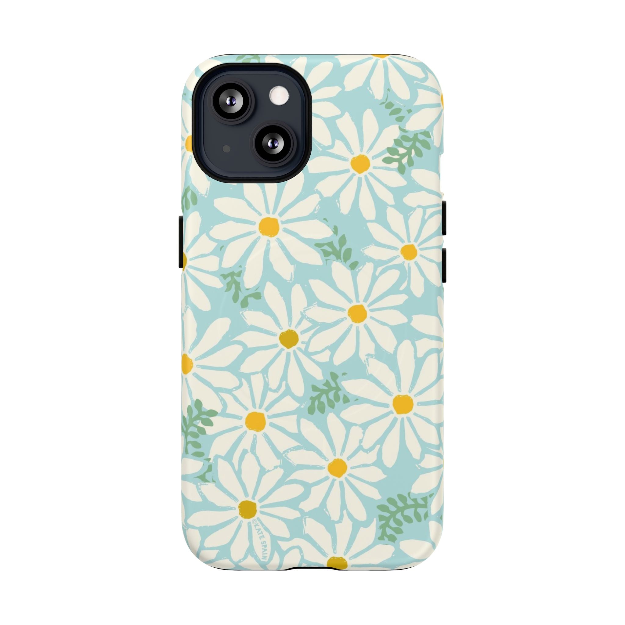 Daisies MagSafe iPhone 13 Case – Matte | mint, white, yellow botanical daisy floral print