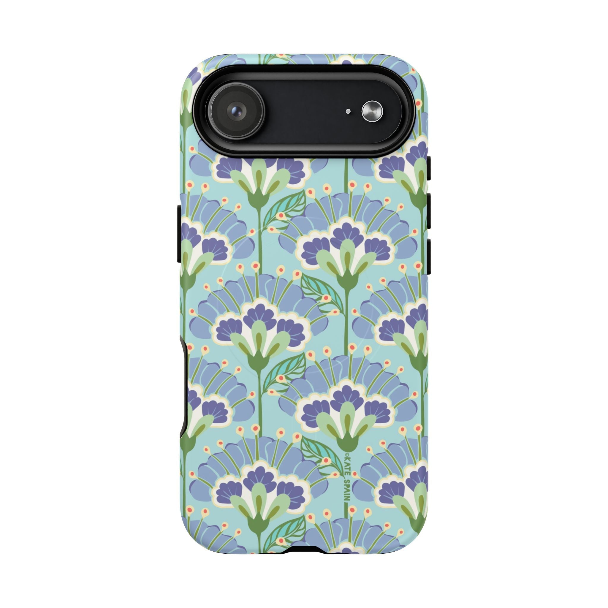 Lantern Flower MagSafe iPhone 17 Air Case – Matte | aqua, periwinkle, green botanical lantern floral print