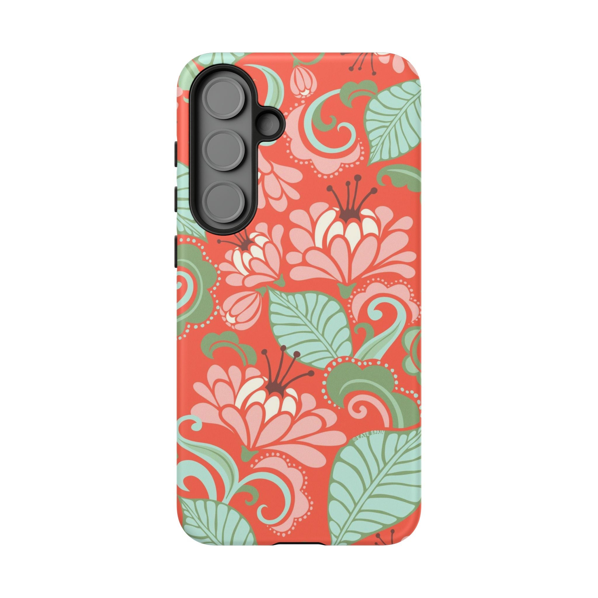 Designer Sarabande Samsung Galaxy S25 Plus Case – Matte | coral, blush, mint tropical floral print