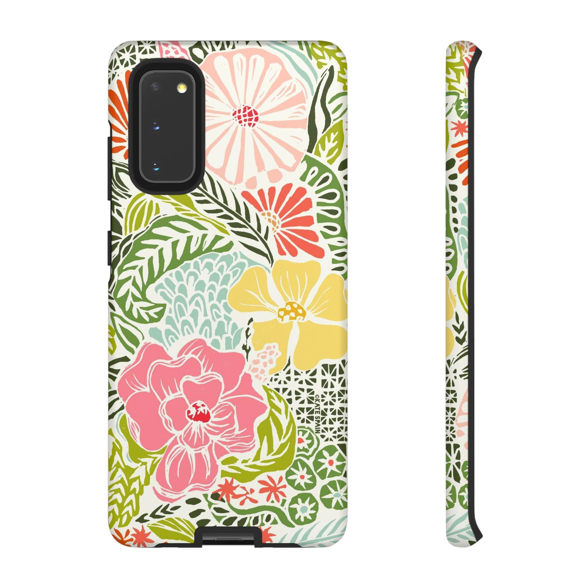 Cute Tropica Samsung Galaxy S20 Case – Matte | cream, pink, yellow, blue botanical floral print