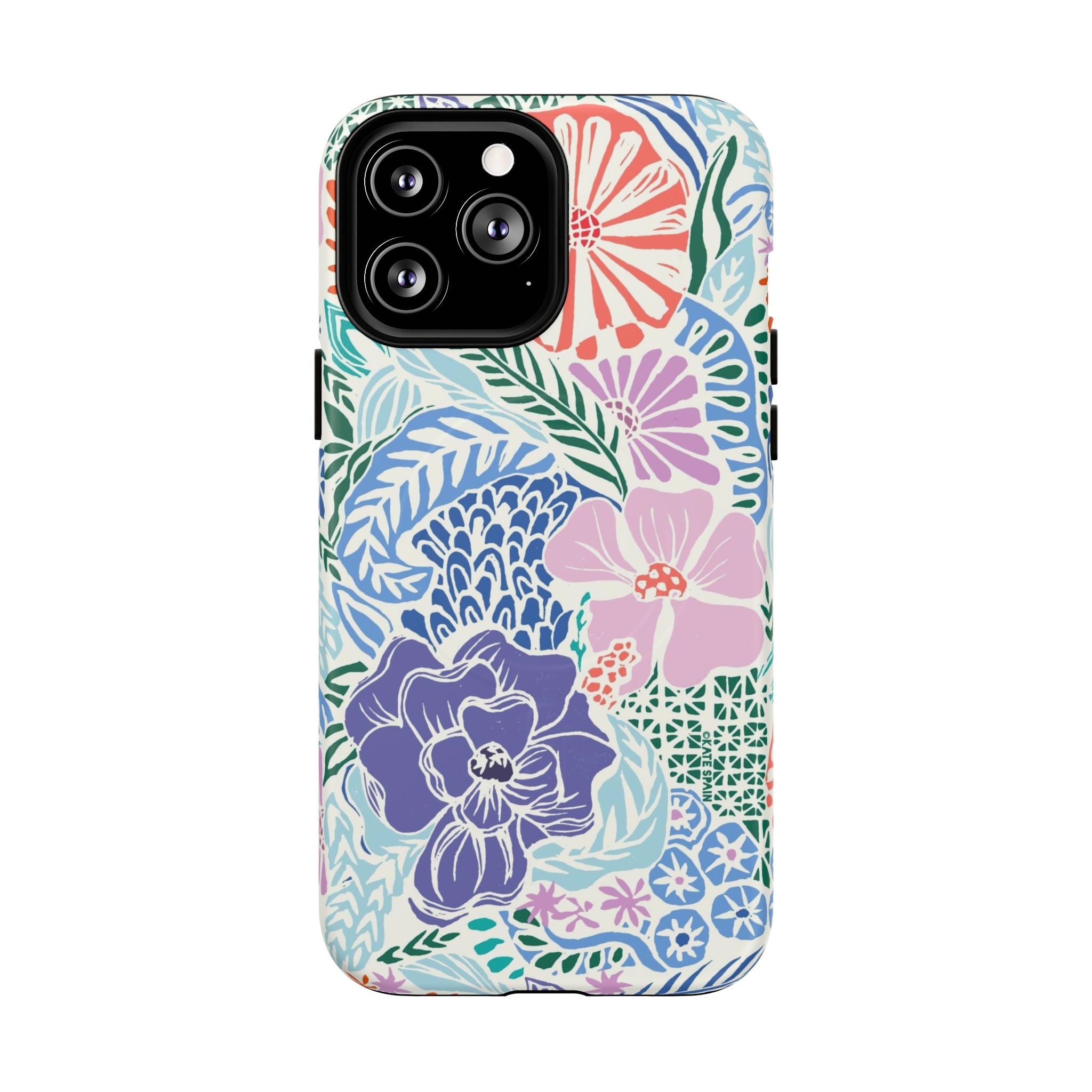 Tropica MagSafe iPhone 13 Pro Max Case – Matte | purple, coral, pink, blue botanical tropical floral print