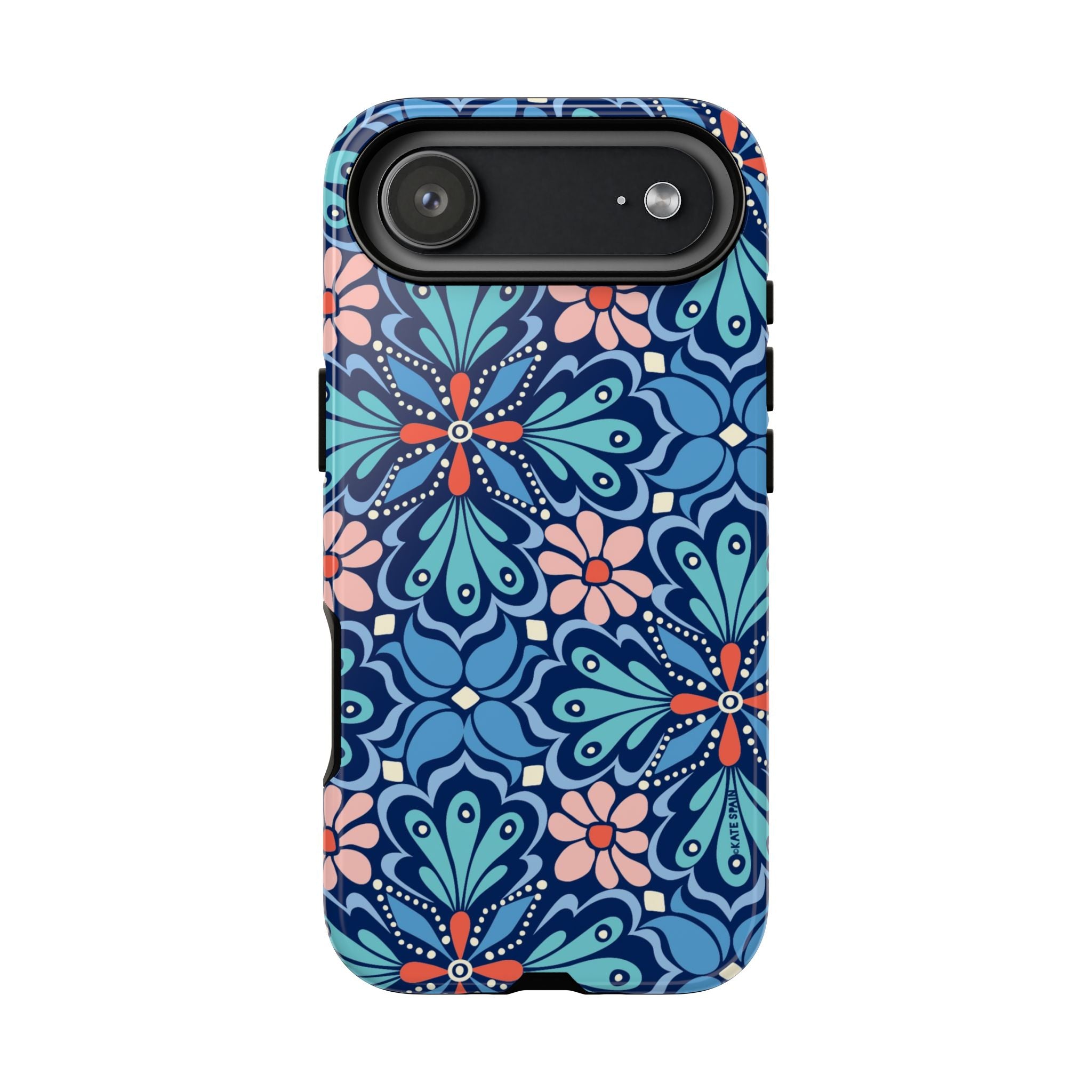 Bolero Tough iPhone 17 Air Case – Glossy | navy, cobalt, blush geometric medallion floral print