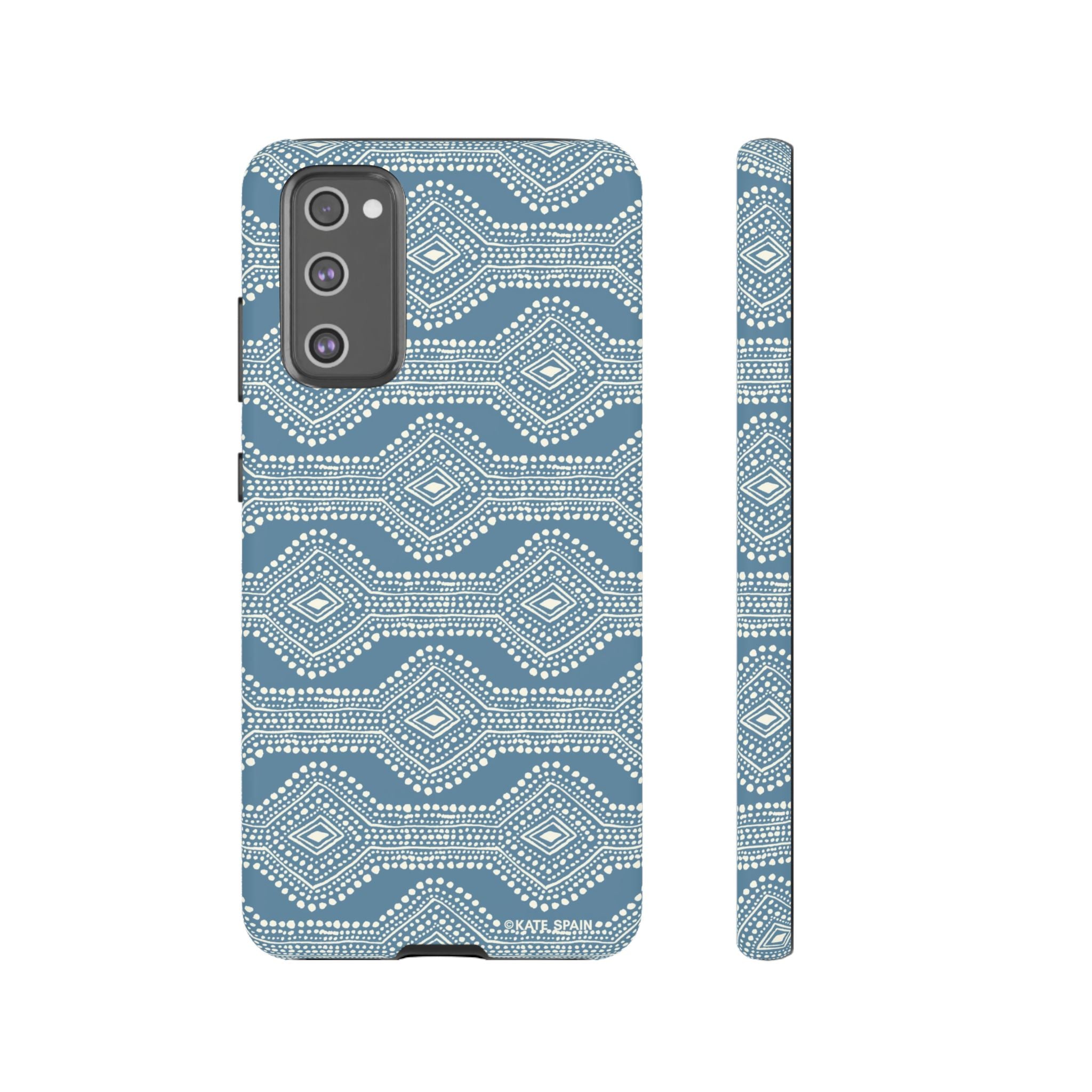 Luxury Diamond Dots Samsung Galaxy S20 FE Case – Matte | blue, cream geometric diamond dot lattice print