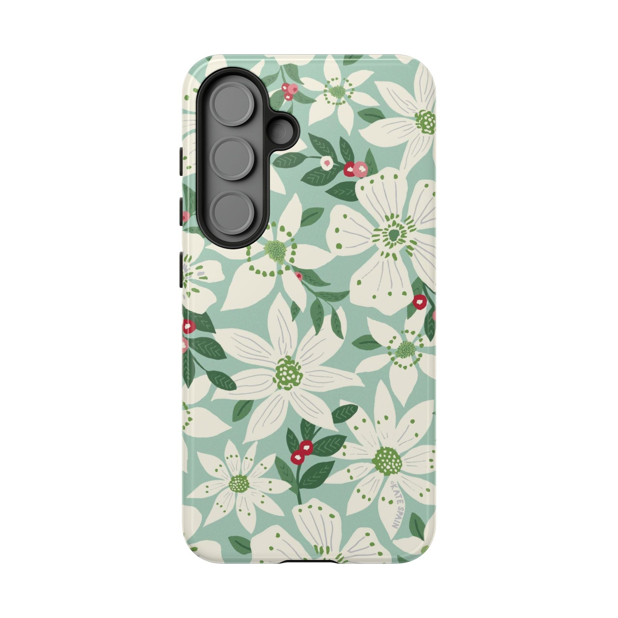 Gardenia Samsung Galaxy S25 Case – Glossy | white, cream, green gardenia botanical print