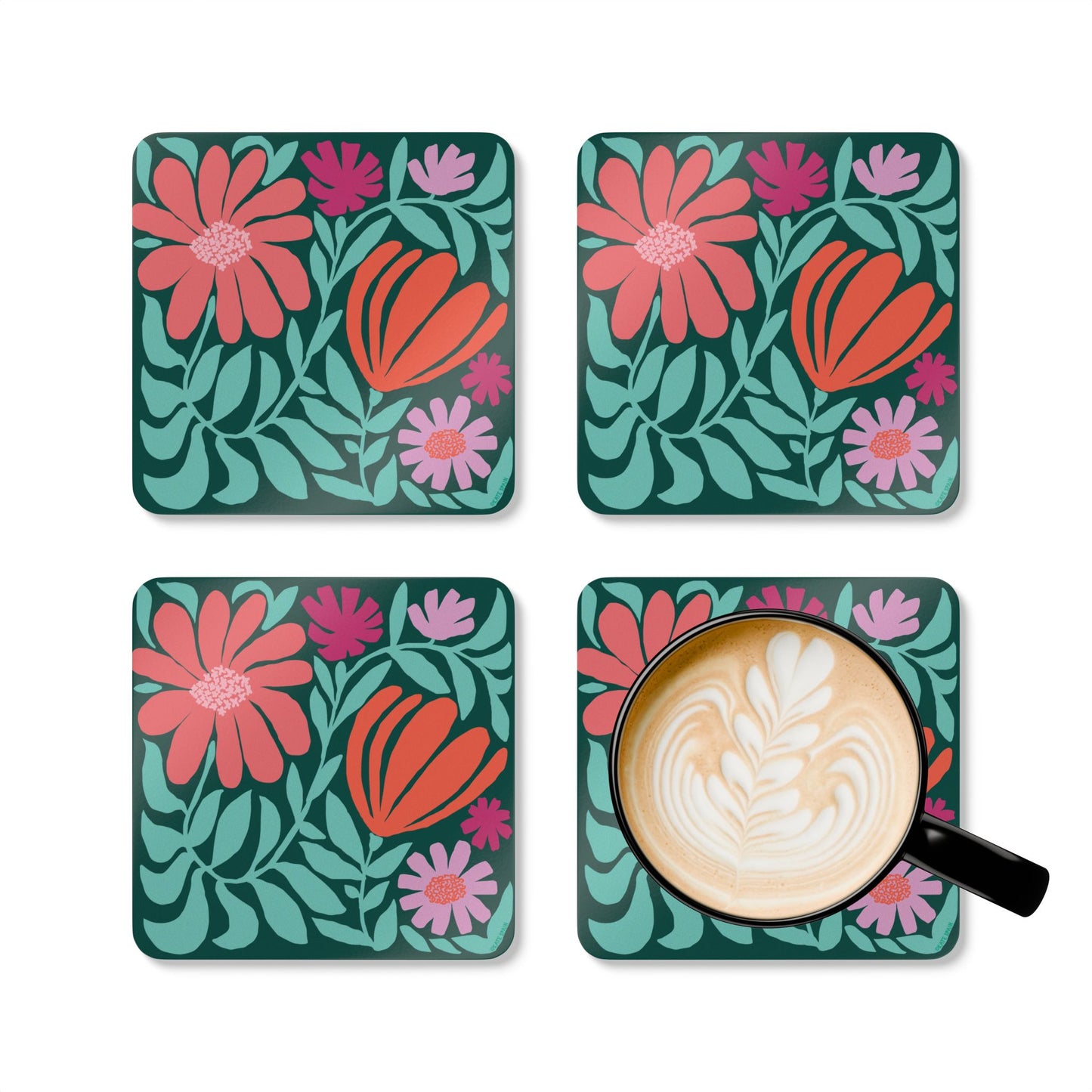 Botanica Floral Cork Coaster Set