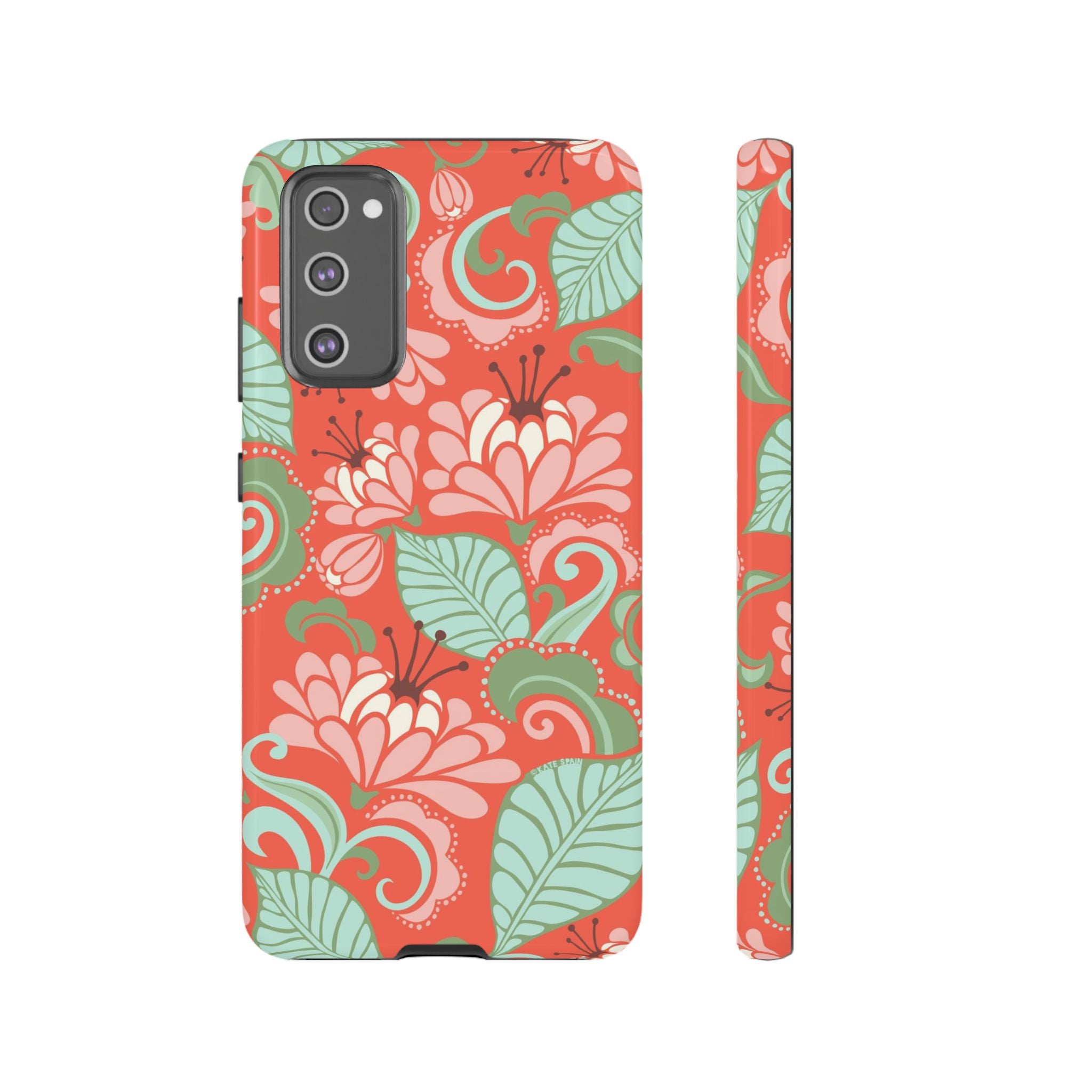 Designer Sarabande Samsung Galaxy S20 FE Case – Glossy | coral, blush, mint tropical floral print