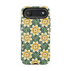 Designer Modern Dahlia Tough iPhone 17 Air Case – Matte | yellow, cream, green dahlia floral print