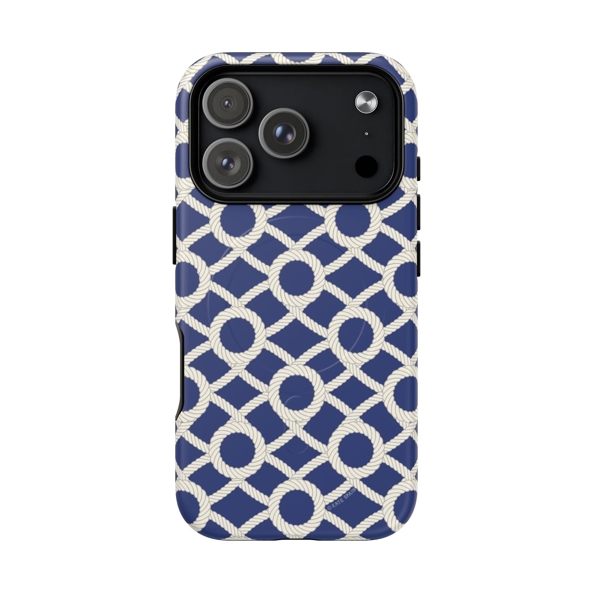 Sailor's Knot MagSafe iPhone 17 Pro Case – Matte | cream, navy nautical print