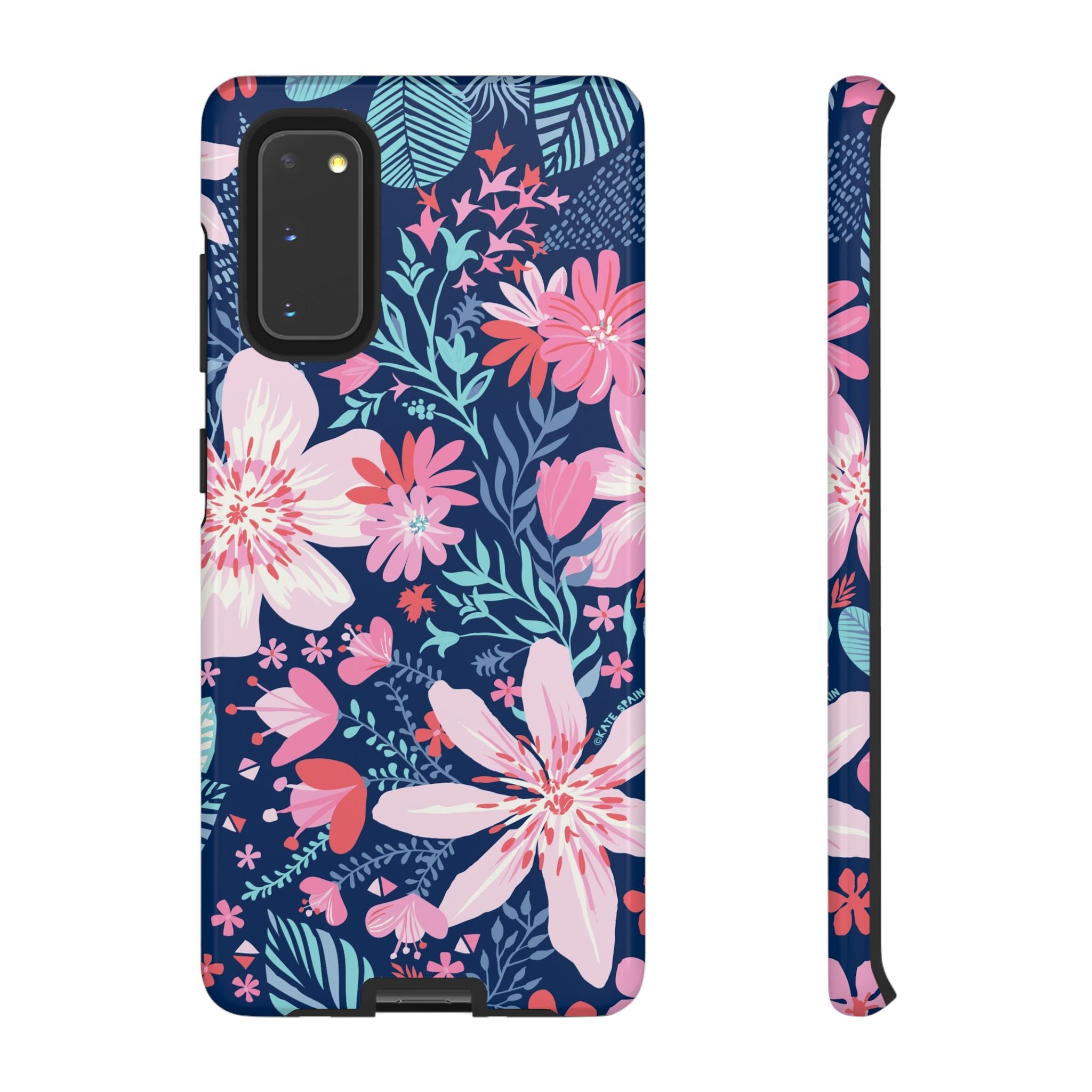 Tropical Bonaire Samsung Galaxy S20 Case – Glossy | navy, pink, white tropical floral botanical print