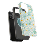 Daisies MagSafe iPhone Case – exploded side view showing dual-layer construction and MagSafe magnet array