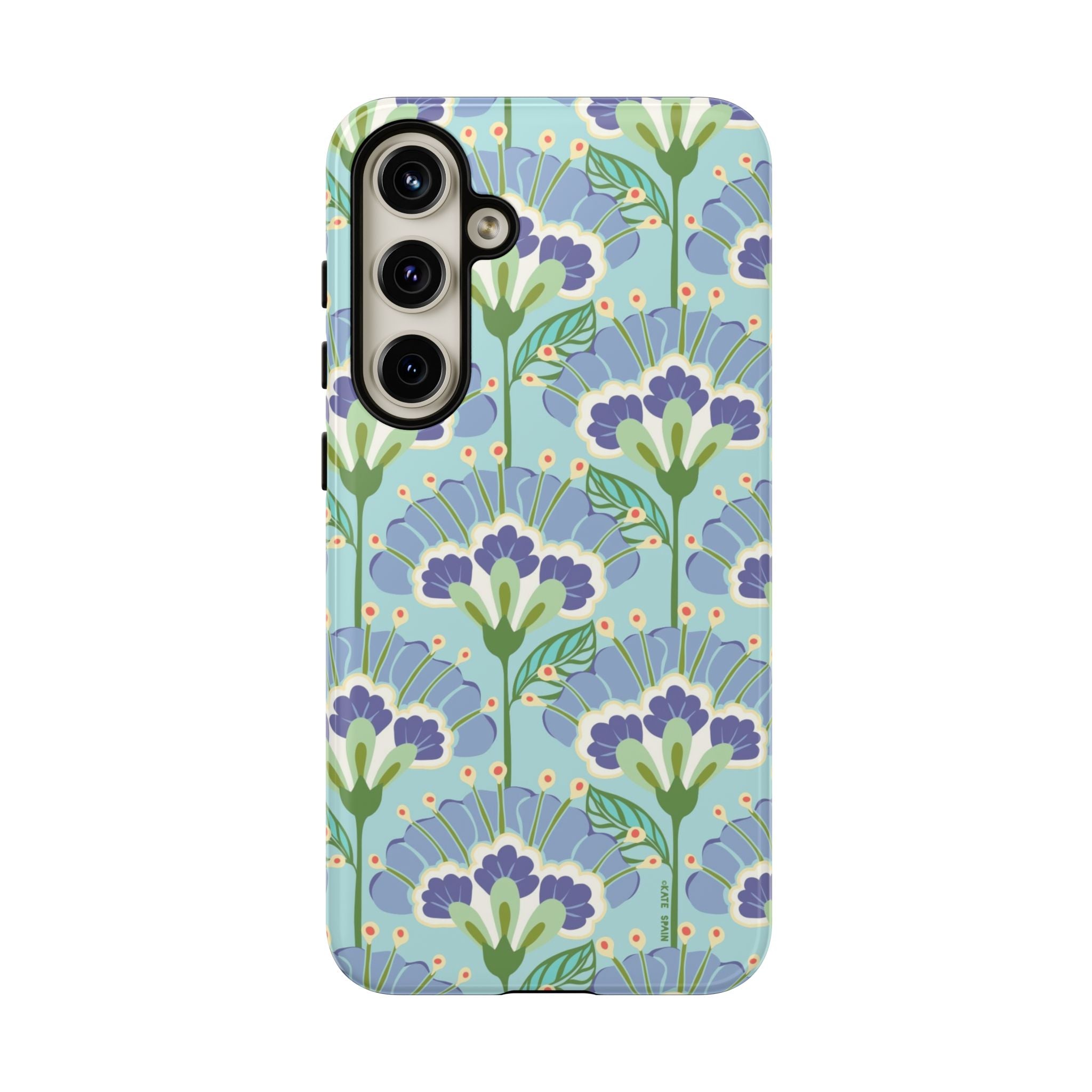 Lantern Flower Samsung Galaxy S24 Case – Matte | light blue, lavender, lime green floral print