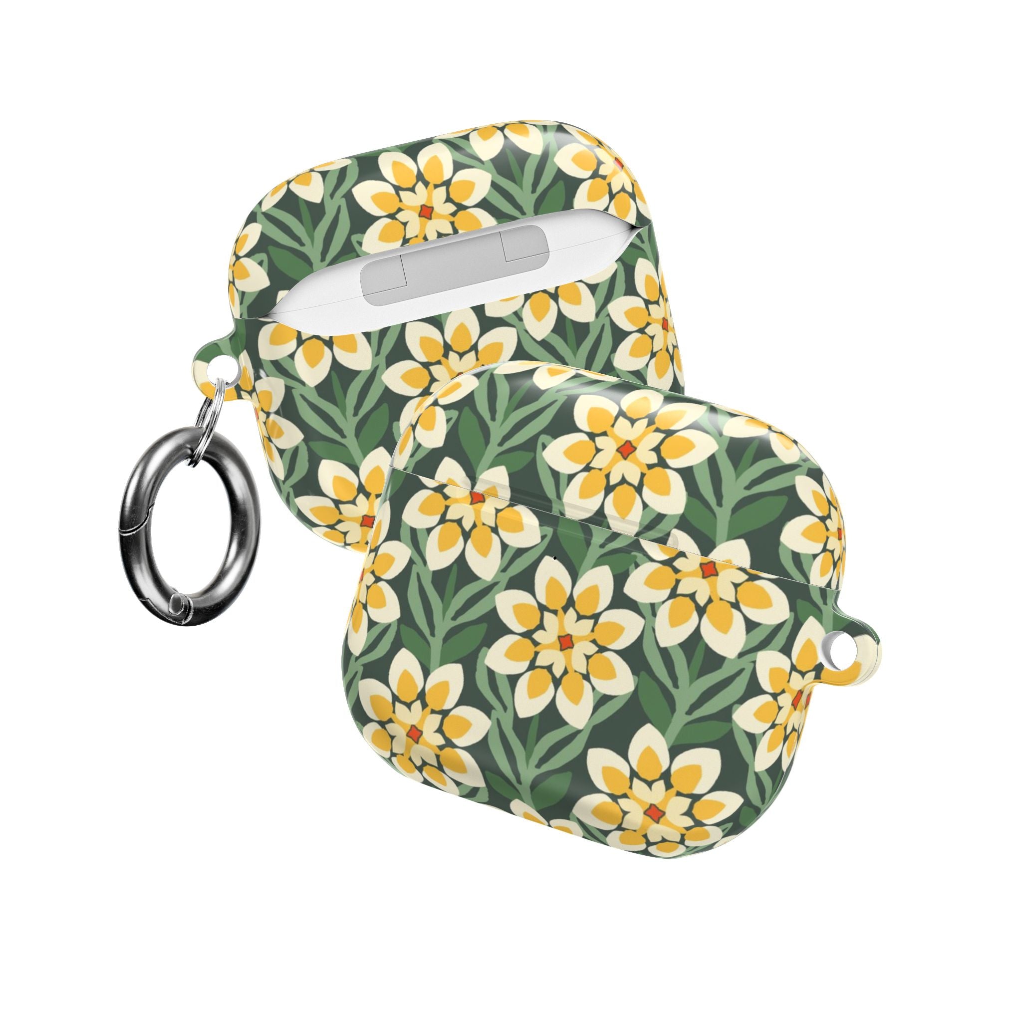 Modern Dahlia Green + Yellow AirPods Case