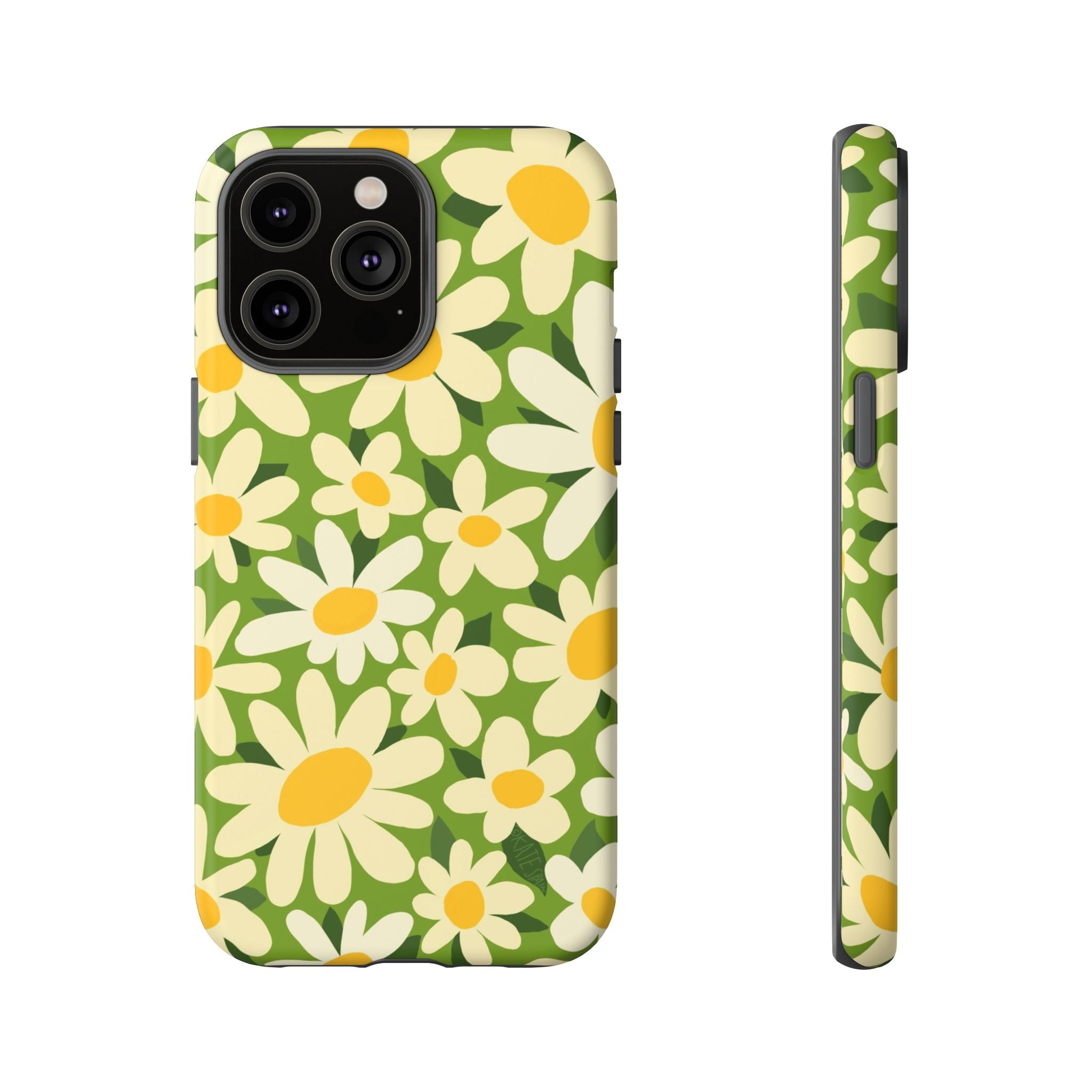 Shasta Daisy Tough iPhone 14 Pro Max Case – Matte | green, white, yellow daisy floral print