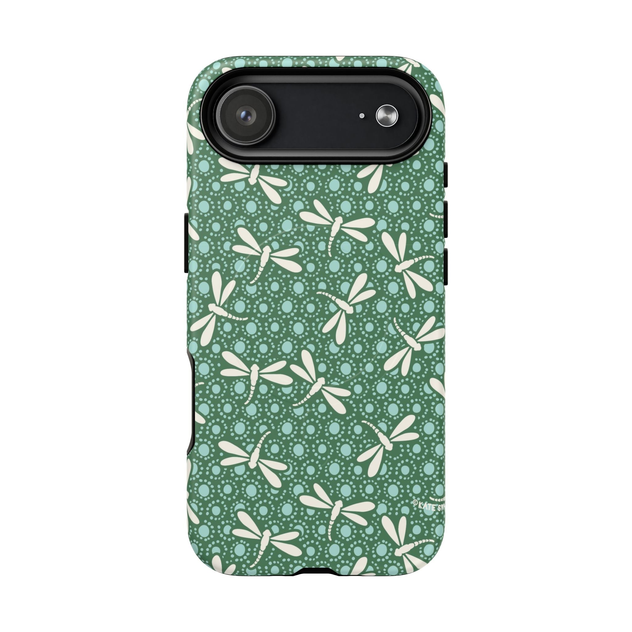 Designer Dragonfly MagSafe iPhone 17 Air Case – Matte | jade green, aqua, cream dragonfly print