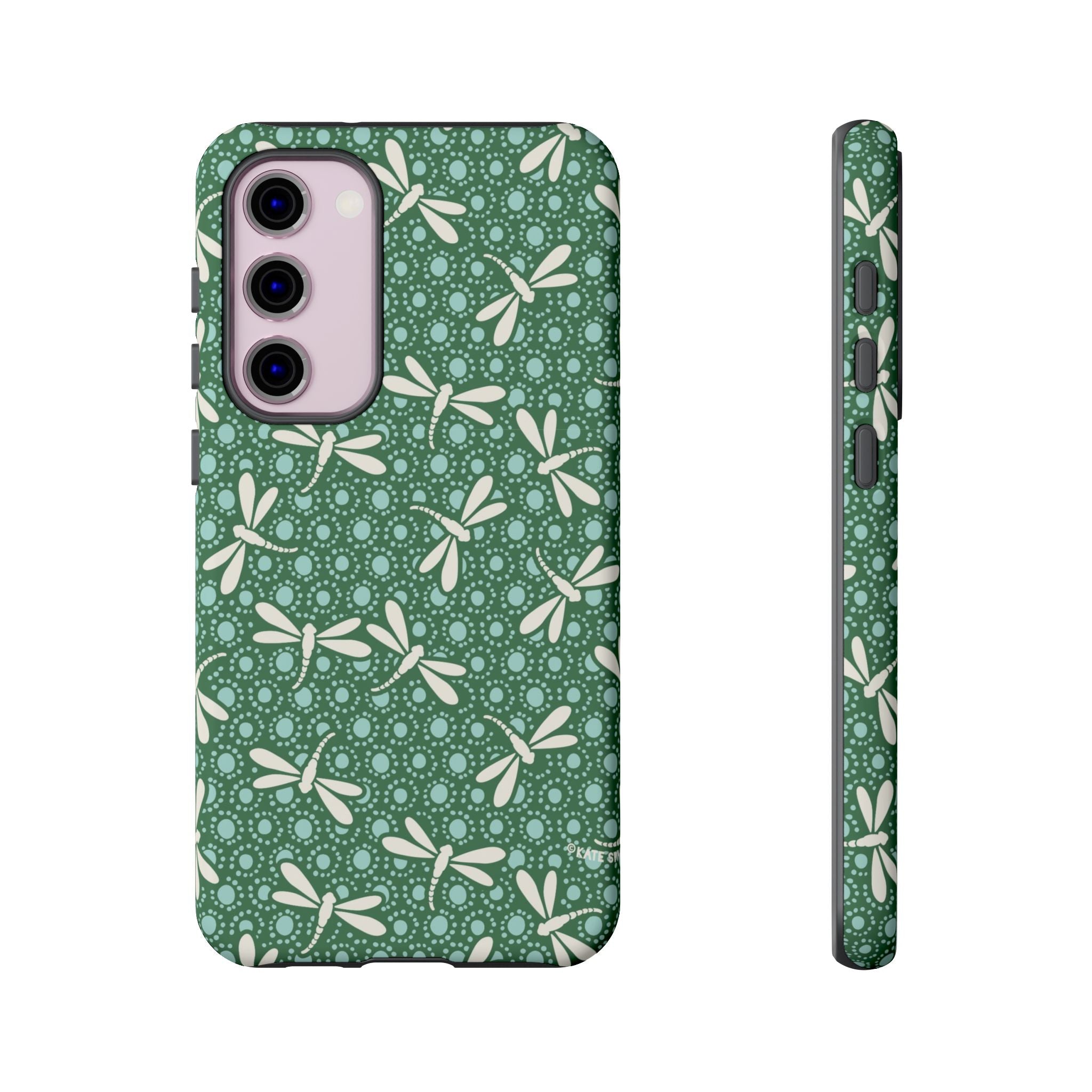 Dragonfly Samsung Galaxy S23 Plus Case – Matte | jade green, aqua, cream dragonfly print 