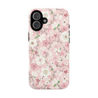 Luxury Pink Cherry Blossom Tough iPhone 16 Plus Case – Matte | light pink, white, cherry blossom floral print