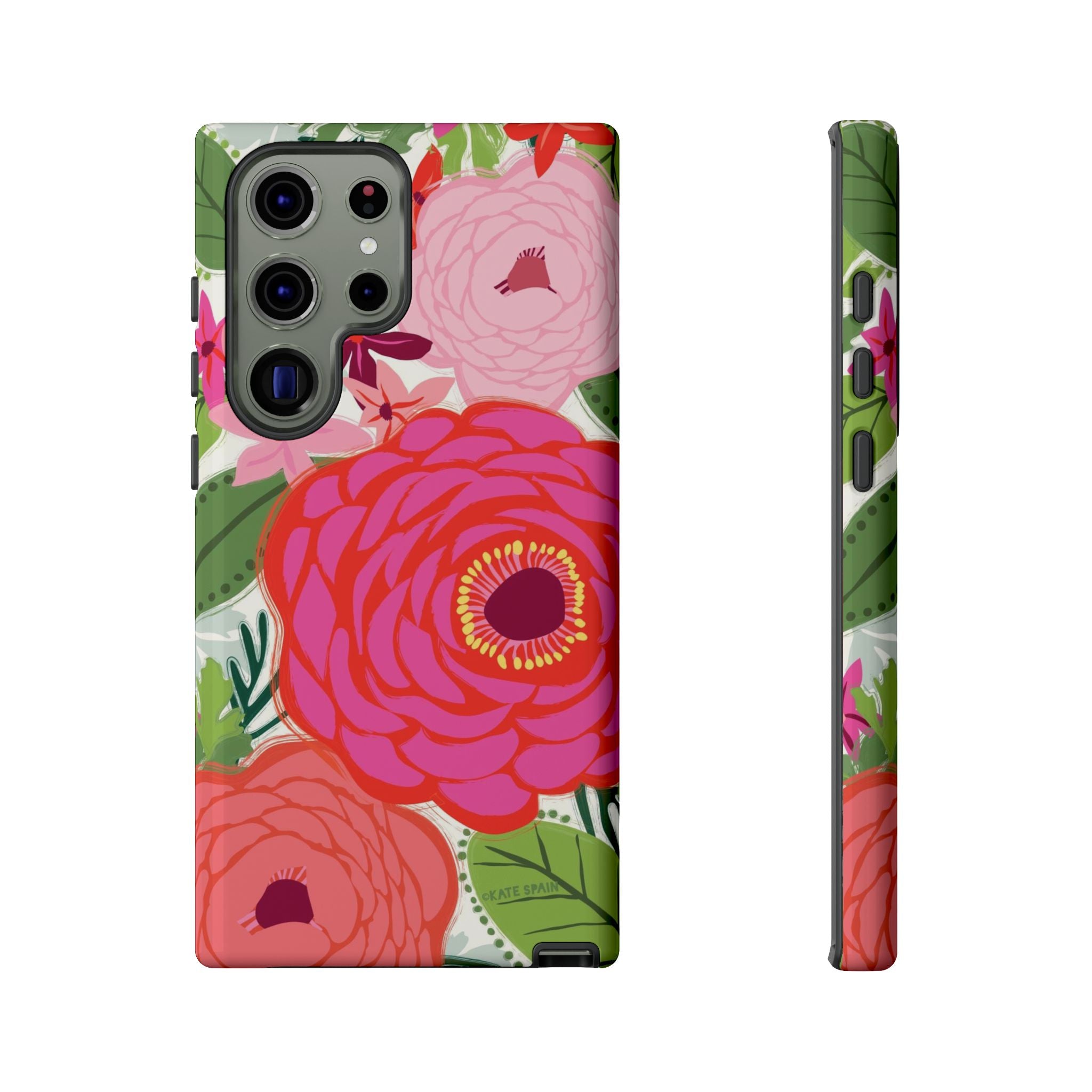 Bloomerie Samsung Tough Phone Case Samsung Galaxy S23 Ultra Case – Glossy | cream, magenta, coral botanical peony floral print