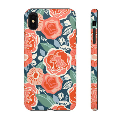 Tea Rose Navy iPhone Tough Case