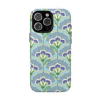 Lantern Flower MagSafe iPhone 16 Pro Max Case – Glossy | aqua, periwinkle, green botanical lantern floral print