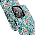 Stonecrop Tough iPhone 16 Pro Max Case – lifestyle angled view | sage, cream, blush botanical succulent print