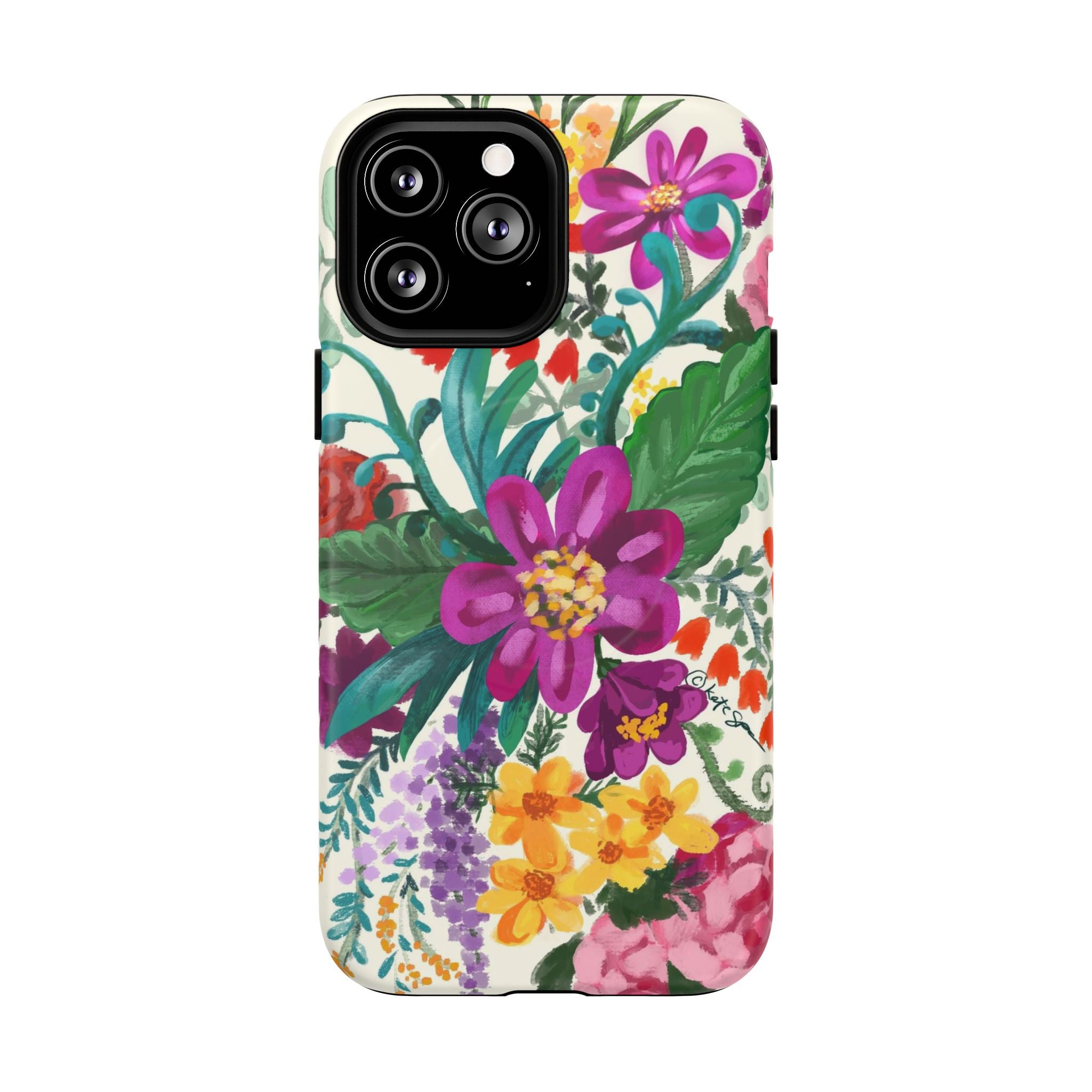 Posy MagSafe iPhone 13 Pro Max Case – Matte | cream, magenta, coral botanical floral print