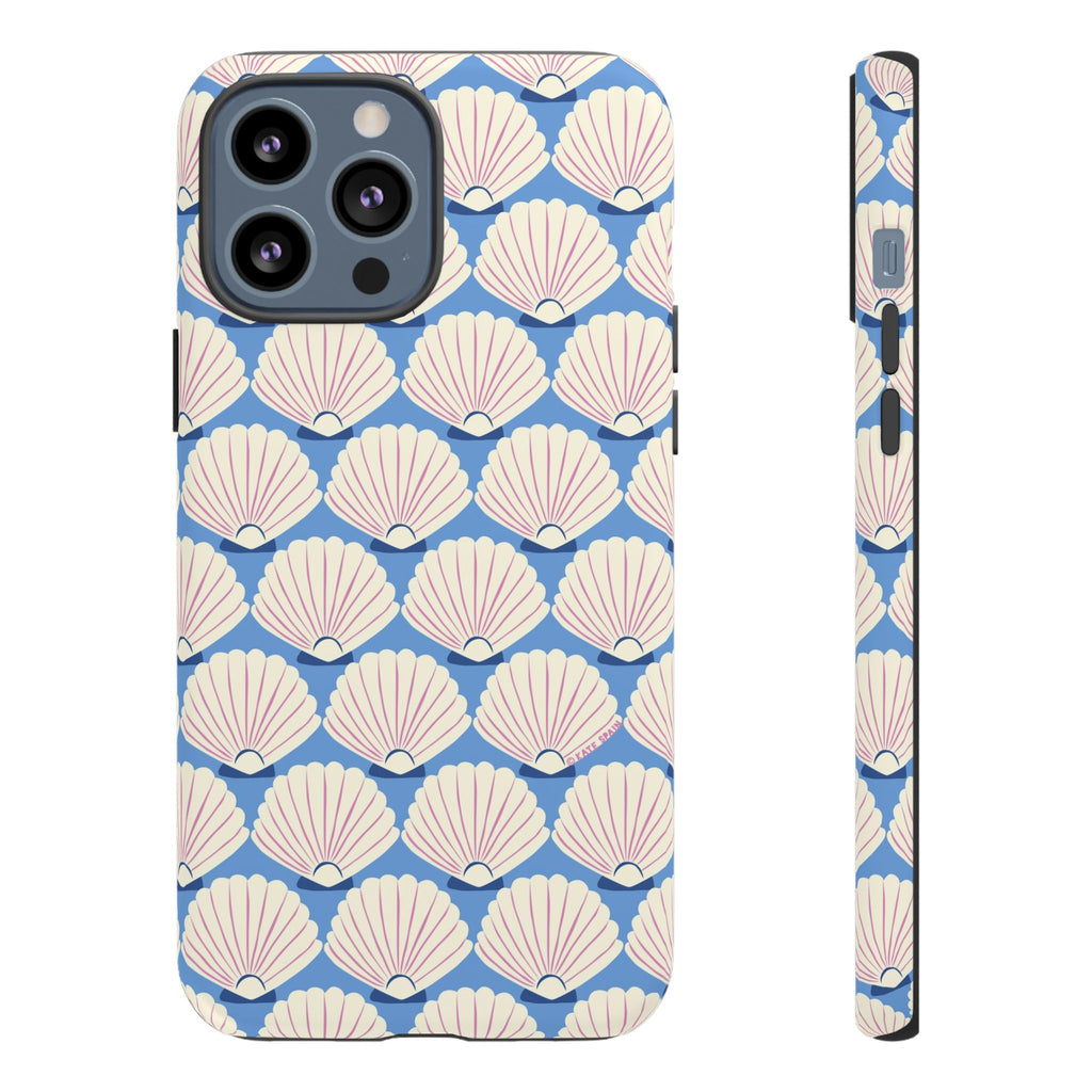 Seashells Tough iPhone 13 Pro Max Case – Matte | periwinkle, cream, blush scallop shell print