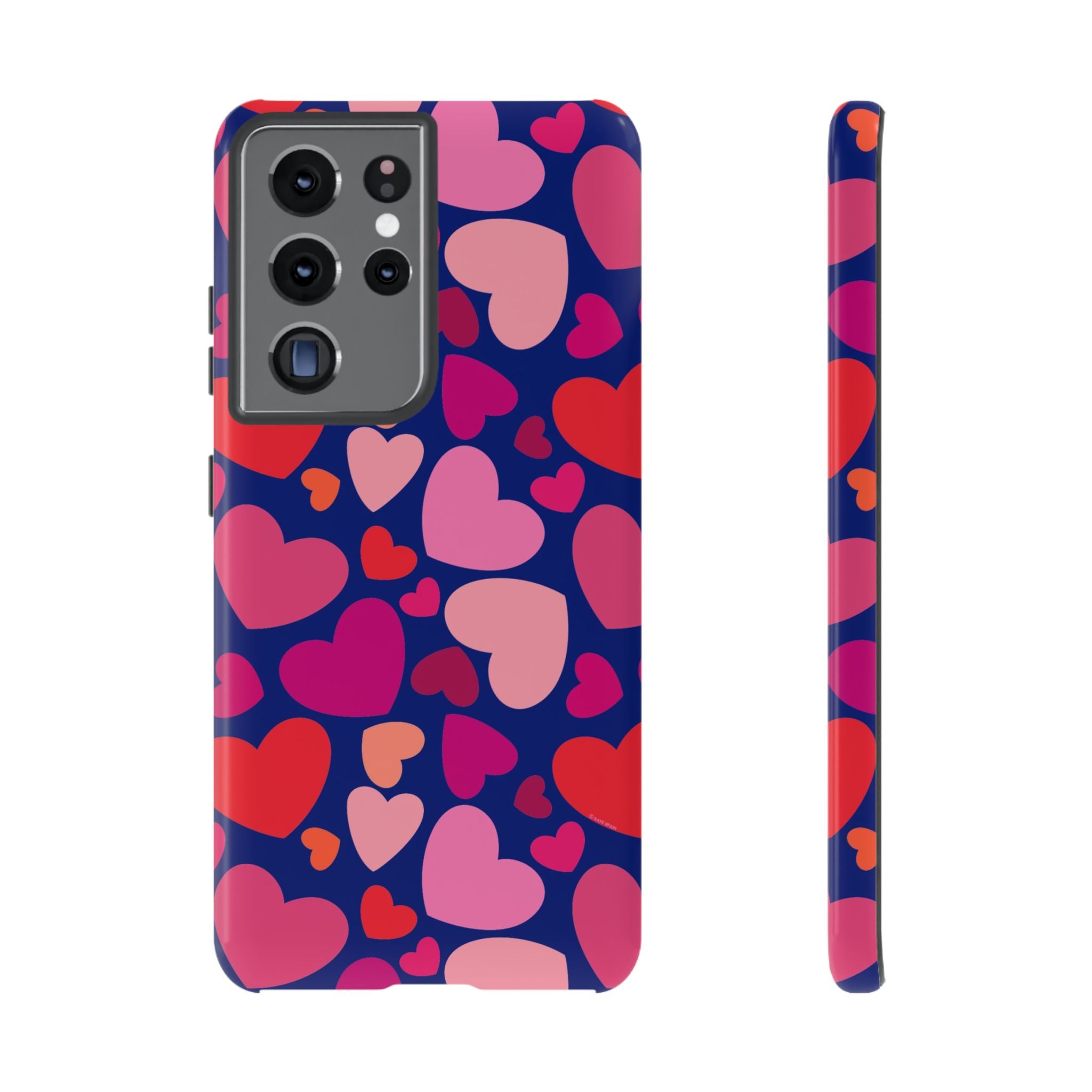 Hearts Samsung Galaxy S21 Ultra Case – Glossy | navy, pink, blush, red heart print