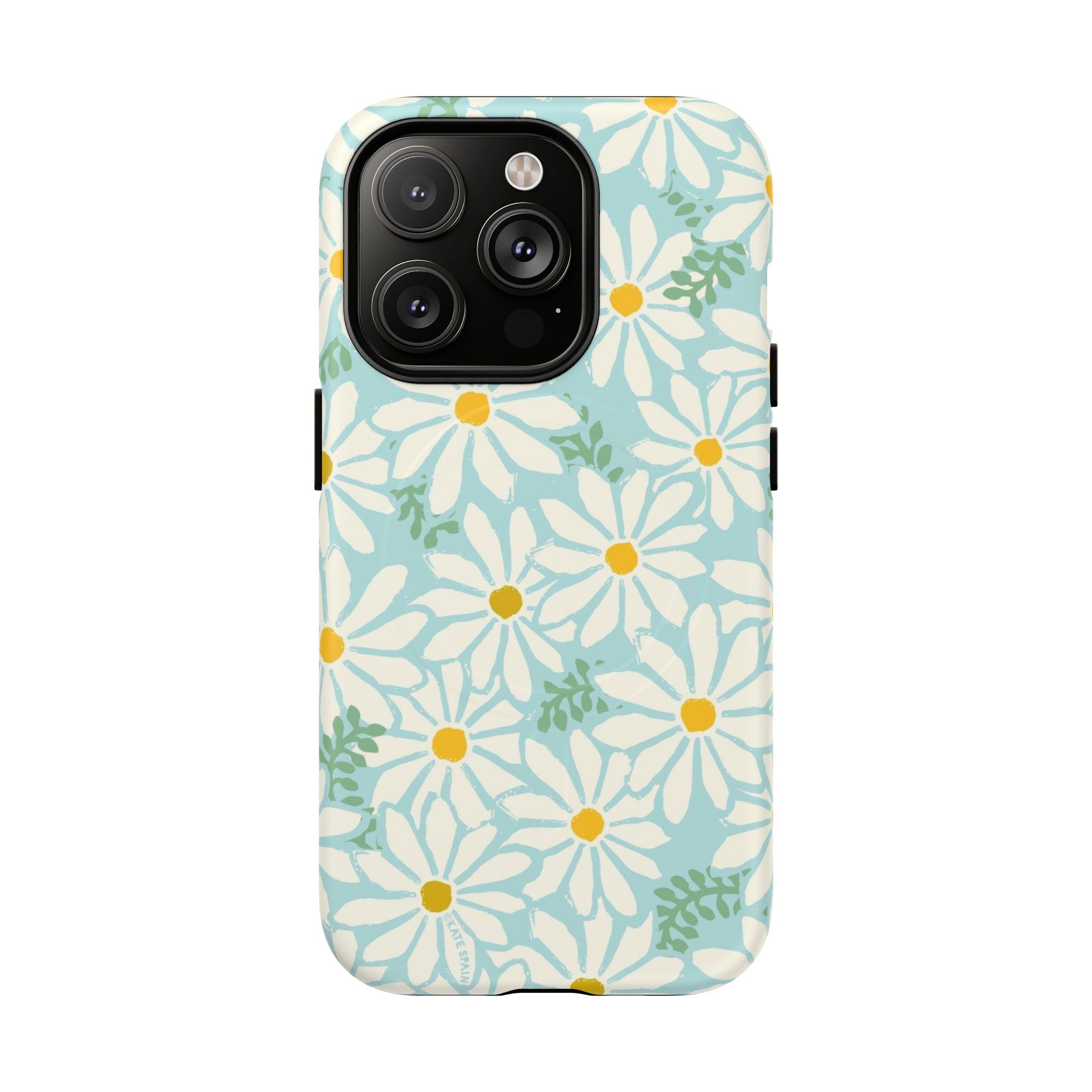Daisies MagSafe iPhone 14 Pro Case – Matte | mint, white, yellow botanical daisy floral print