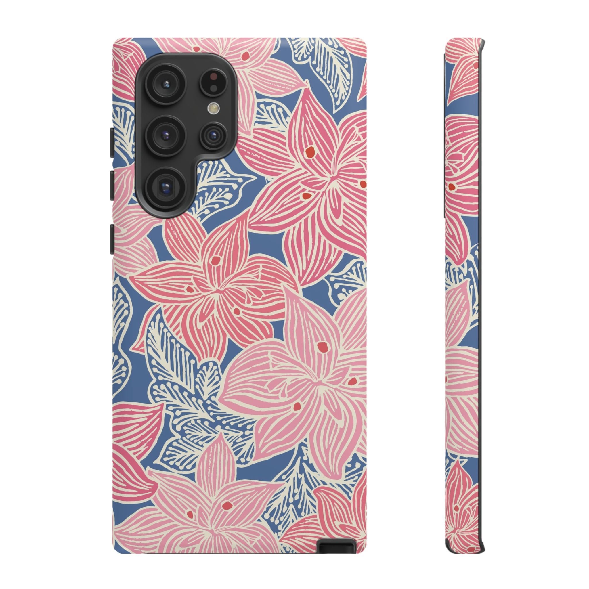 Hibiscus Lagoon Samsung Galaxy S22 Ultra Case – Matte | coral, blush, cream, dusty blue hibiscus botanical print