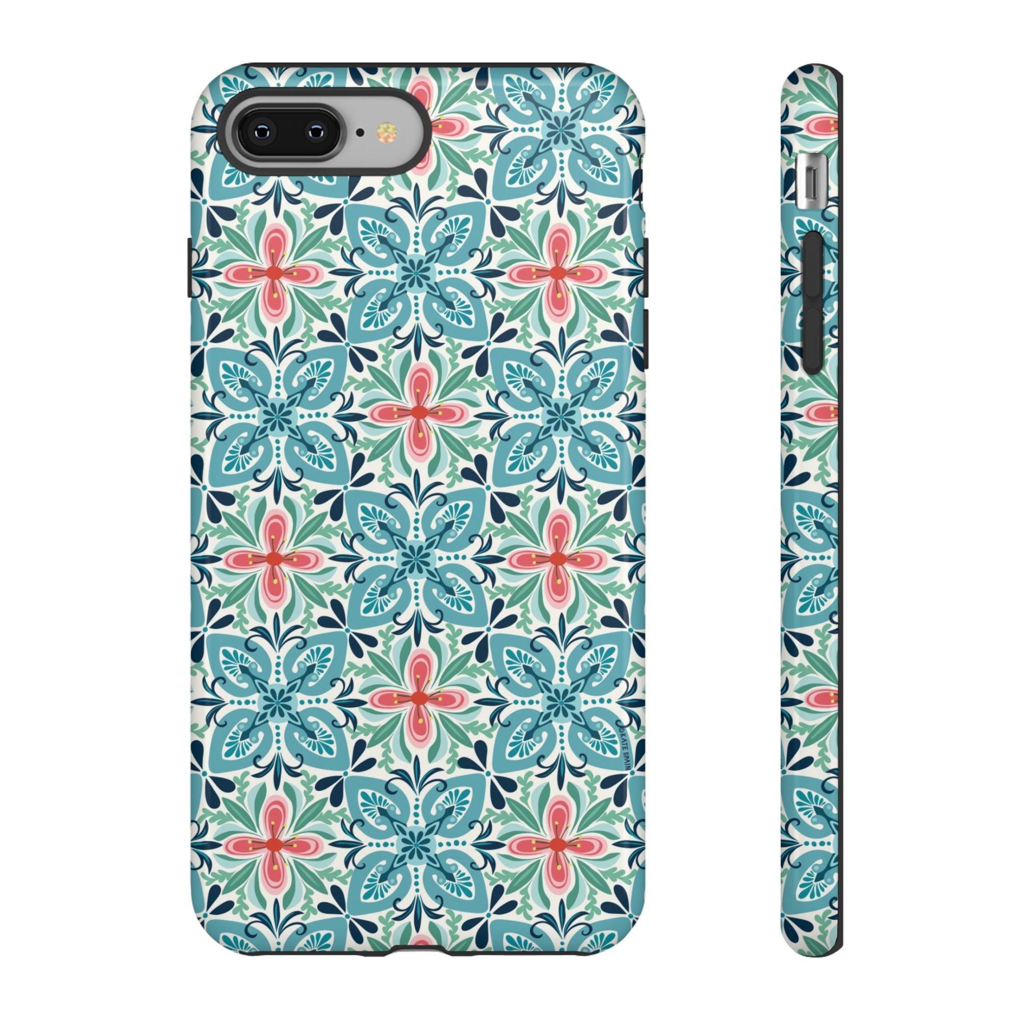 Stonecrop Tough iPhone 8 Plus Case – Glossy | sage, cream, blush botanical succulent print