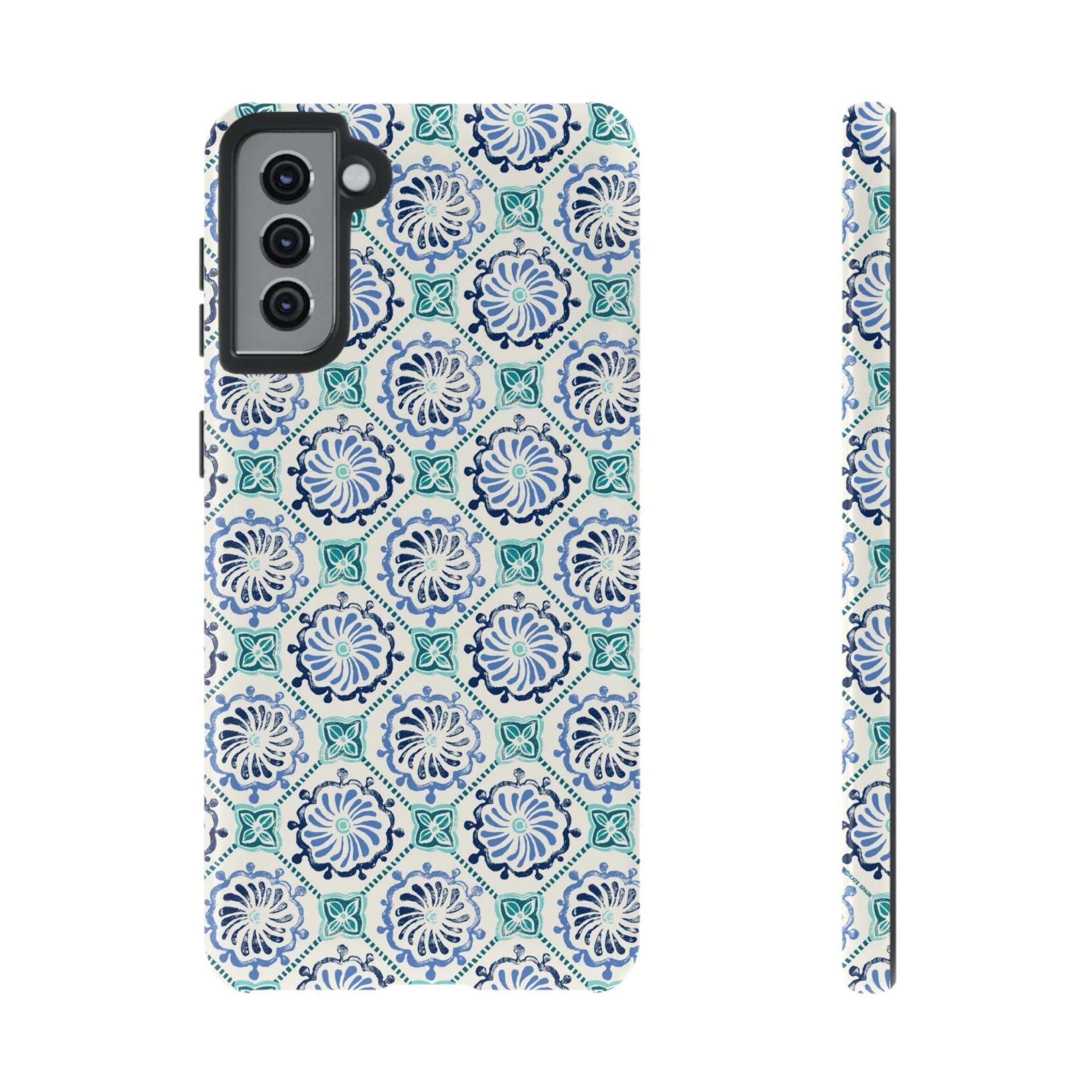 Horizon Blue Tile Samsung Galaxy S21 Plus Case – Glossy | blue, turquoise, cream white dual-layer protection