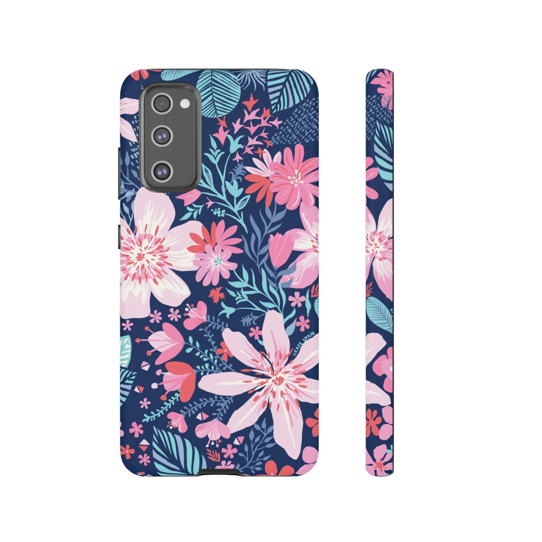 Tropical Bonaire Samsung Galaxy S20 FE Case – Matte | navy, pink, white tropical floral botanical print