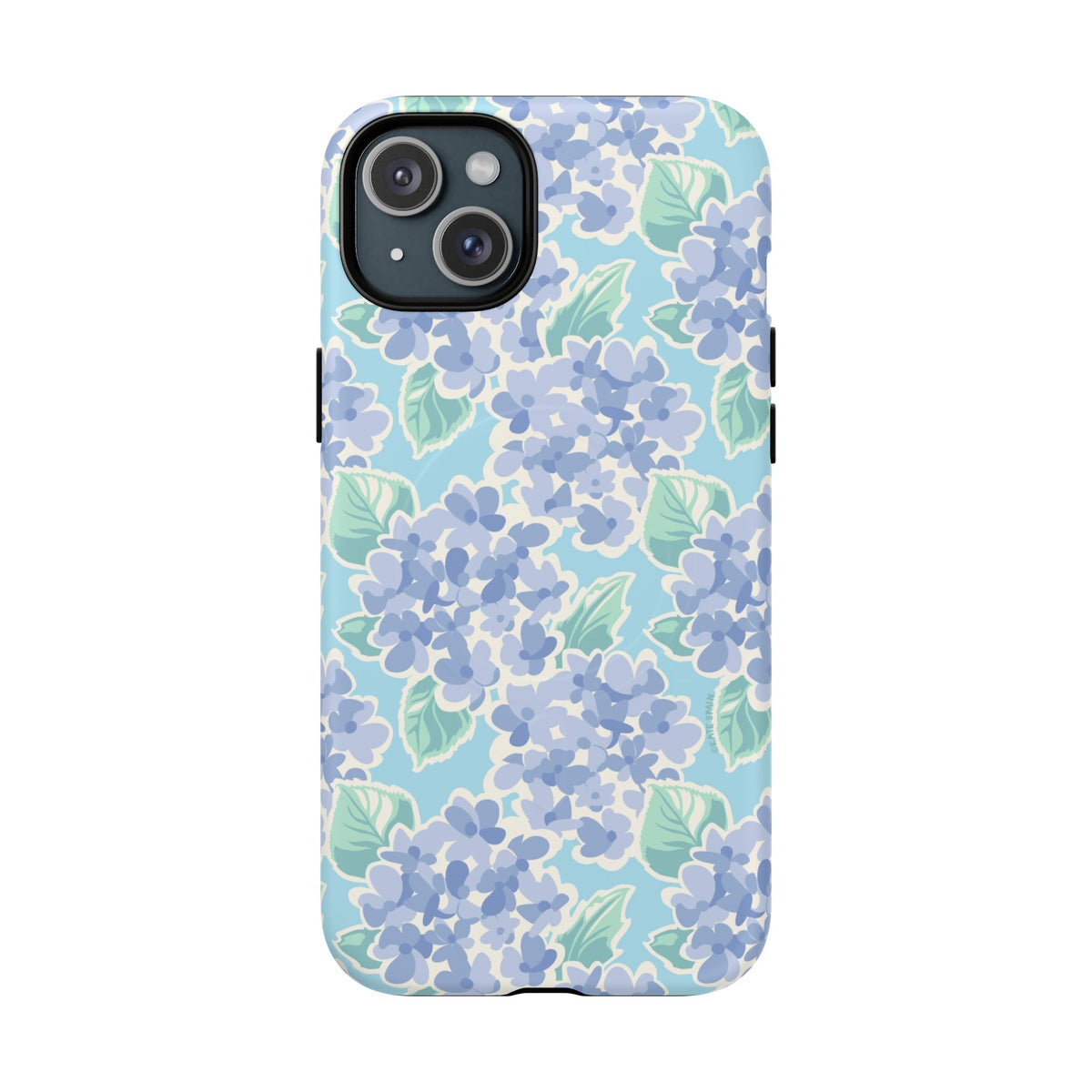 Nantucket Hydrangea MagSafe iPhone 15 Plus Case – Matte | periwinkle, sky blue, mint hydrangea floral print