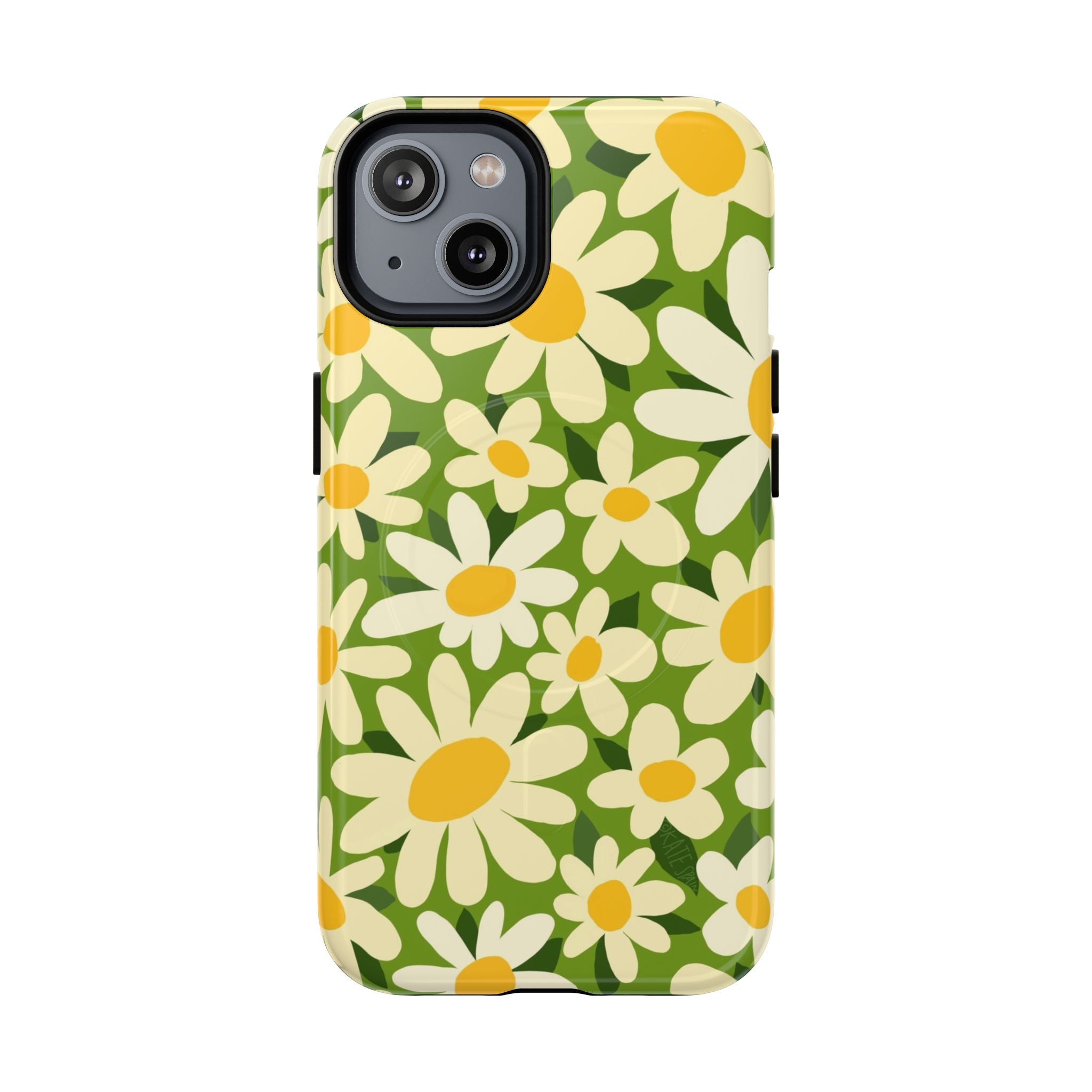 Shasta Daisy MagSafe iPhone 14 Case – Glossy | green, white, yellow daisy floral print