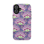 Lantern Flower Tough iPhone 16 Plus Case – Matte | periwinkle, purple, mauve, sage botanical lantern floral print