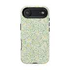 Montauk Daisy Meadow Green MagSafe iPhone 17 Air Case – Matte | sage green, white graphic daisy and fern print, golden yellow centers MagSafe compatible, dual-layer protection