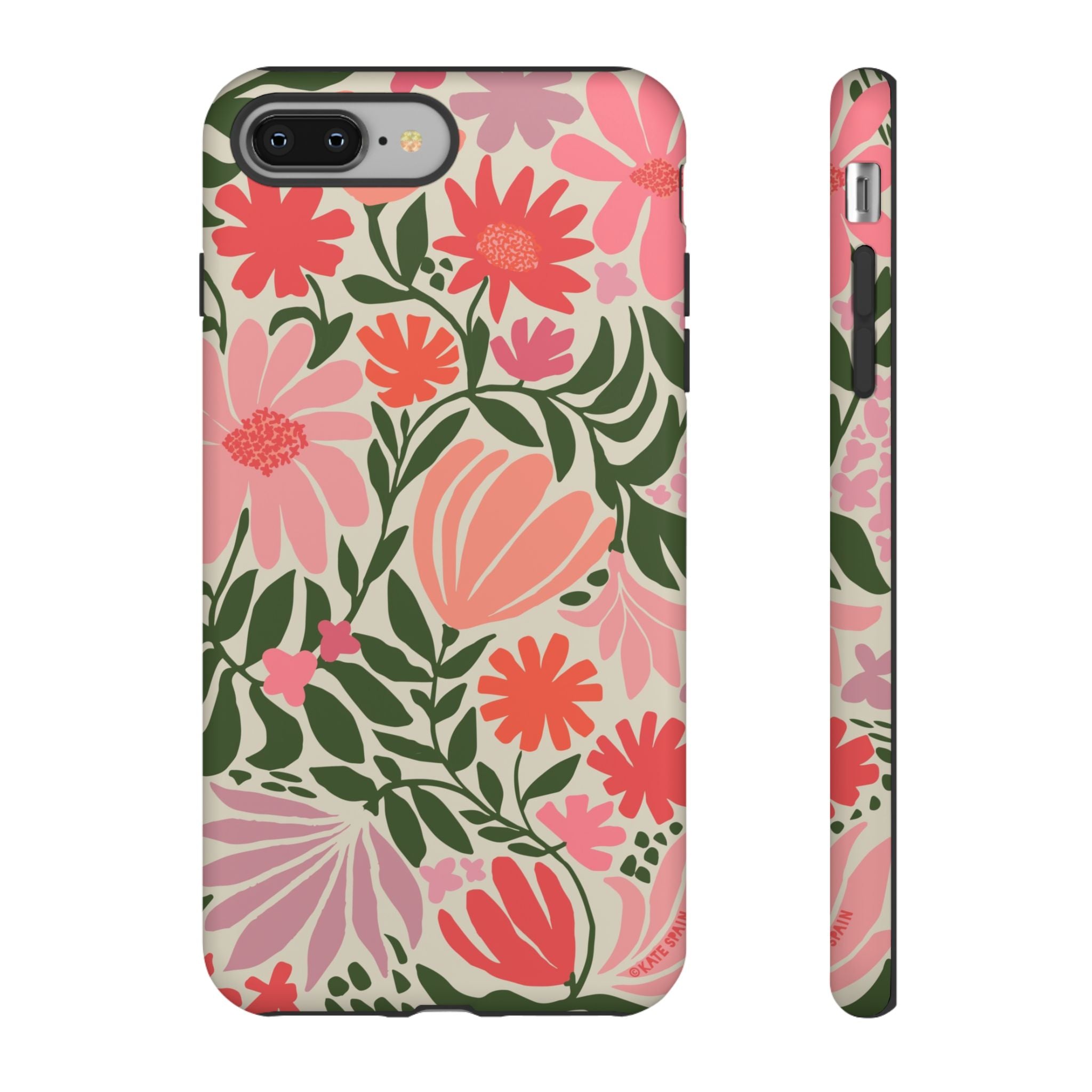 Calendula Tough iPhone 8 Plus Case – Matte | periwinkle, cream, teal graphic daisy floral print