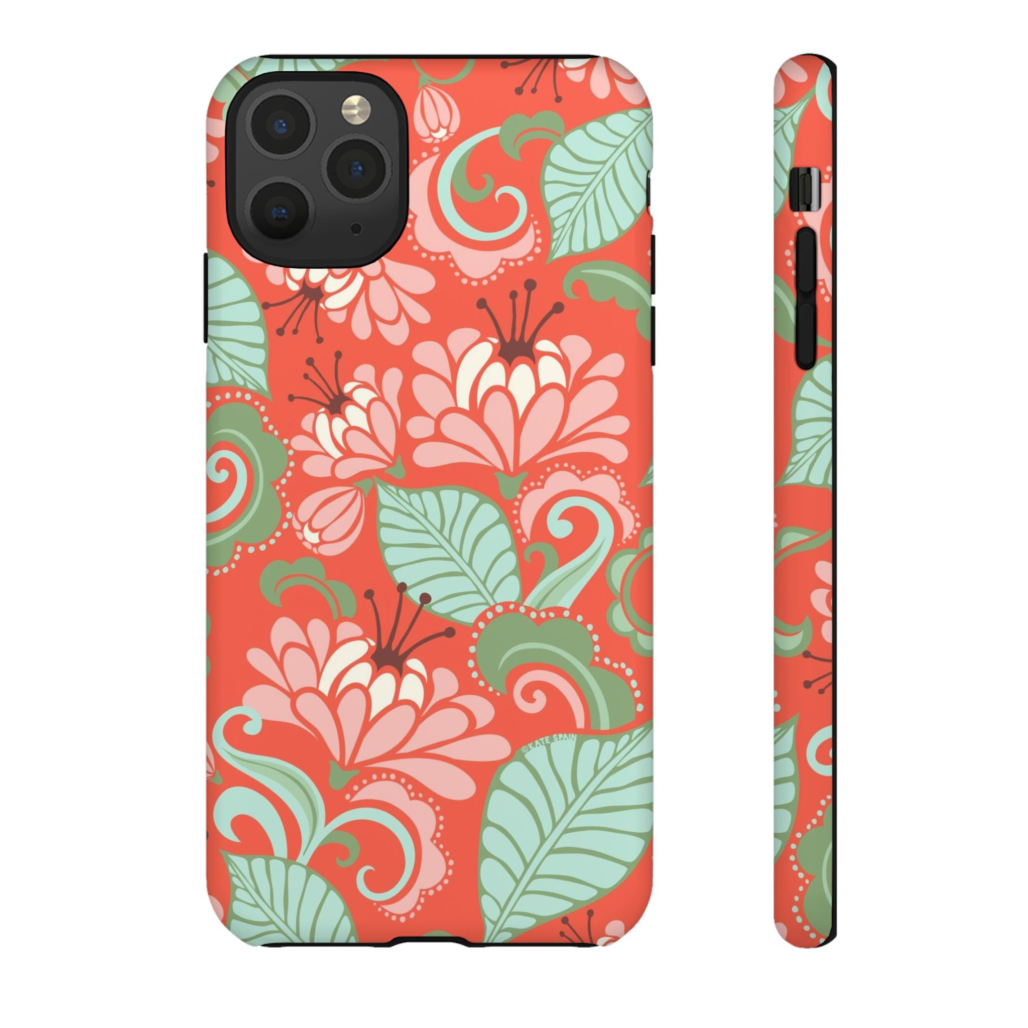 Sarabande Tough iPhone 11 Pro Max Case – Matte | coral, pink, cream, green botanical floral print