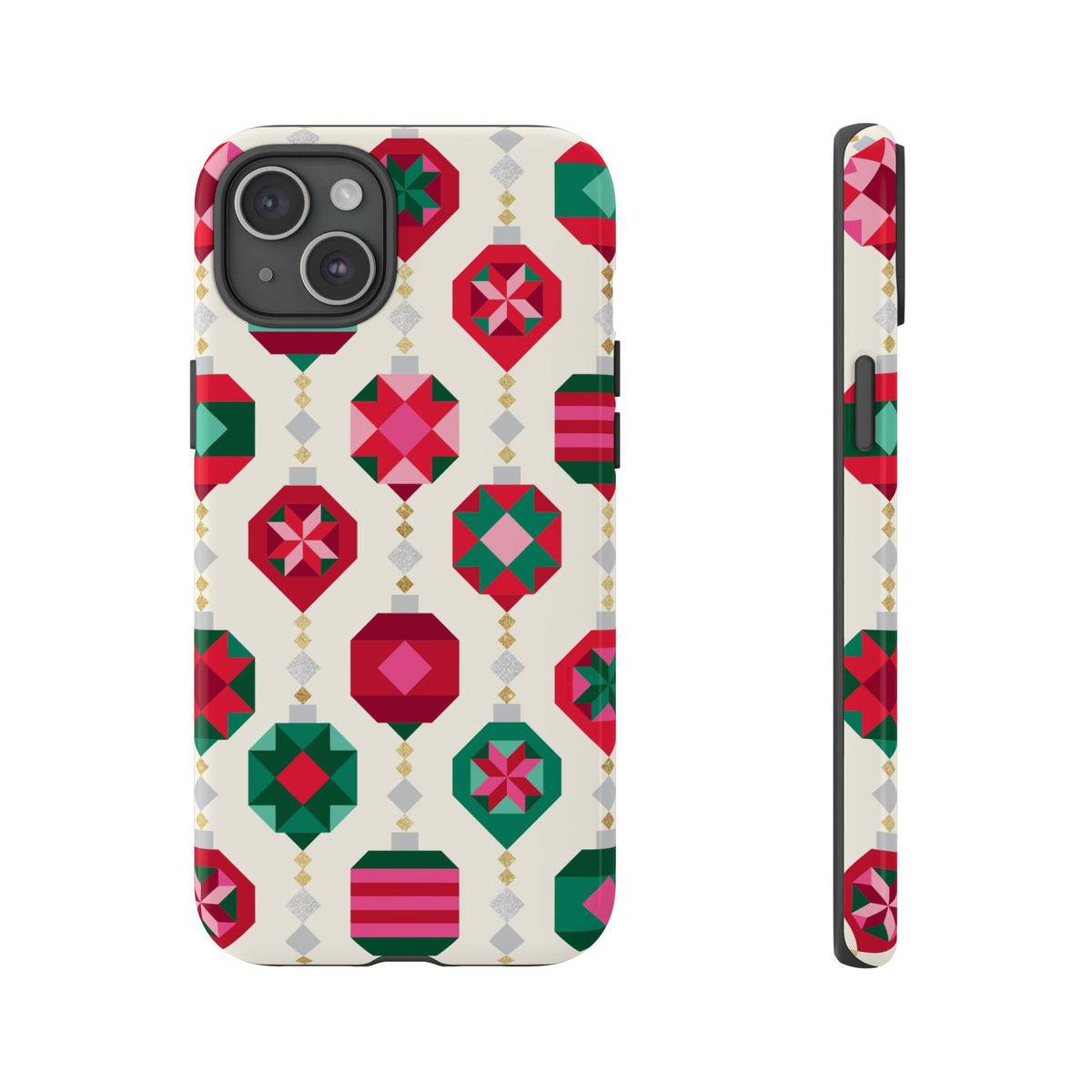 Felicity Ornaments Tough iPhone 15 Plus Case – Glossy | holiday ornament print