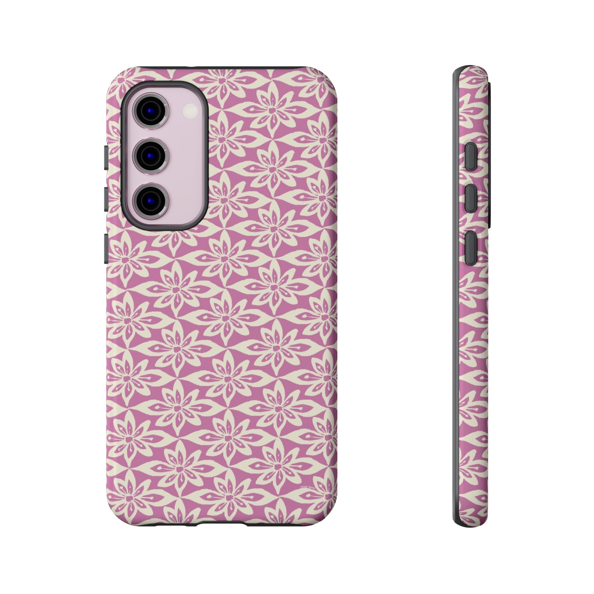 Lily Rose Samsung Galaxy S23 Matte case — graphic white lily print on soft rose — botanical phone case by Kate Spain
