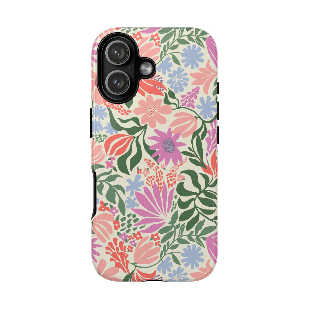Botanica Pastel Tough iPhone 17 Case – Glossy | blush, lavender, sage pastel botanical wildflower print