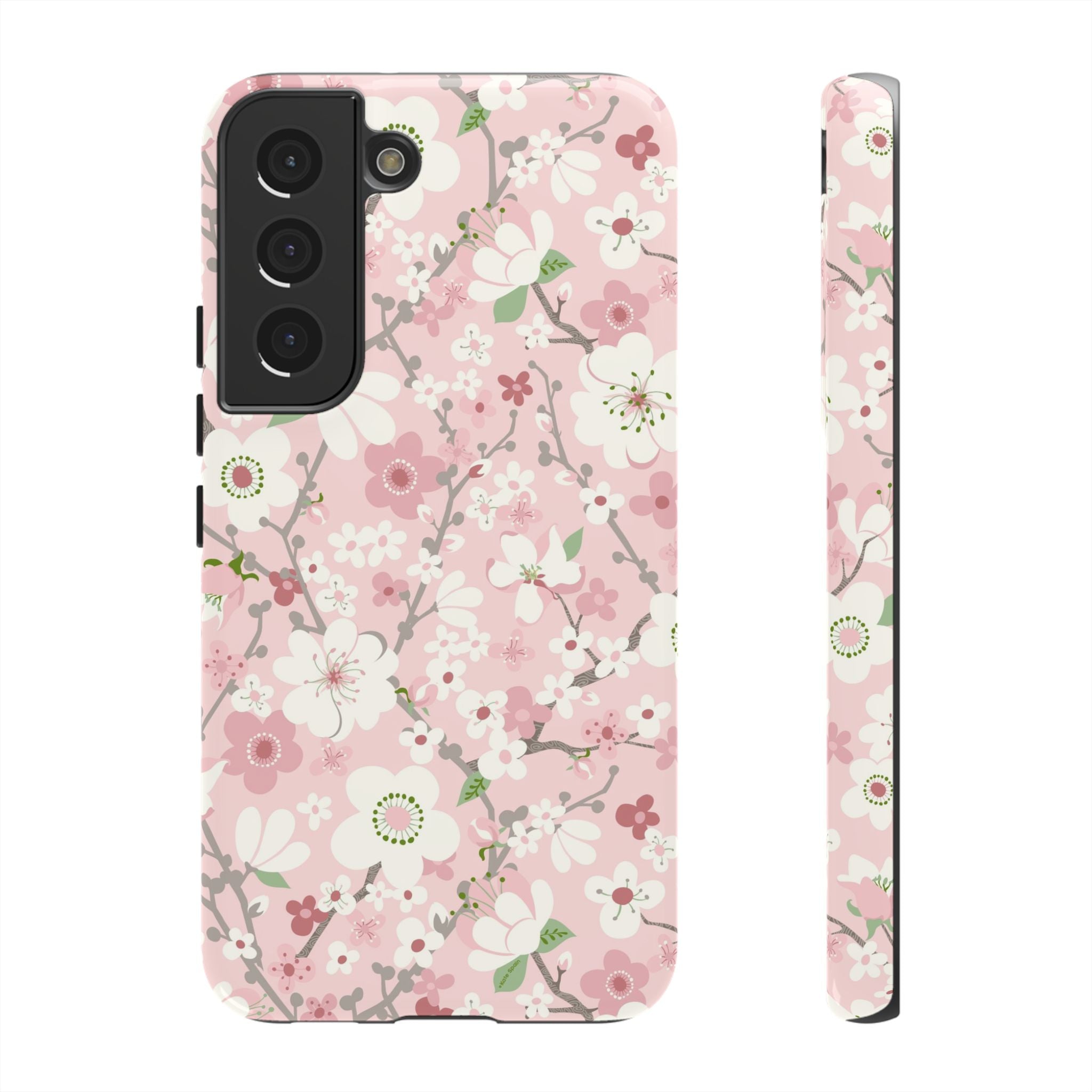 Luxury Pink Cherry Blossom Samsung Galaxy S22 Case – Glossy | pink, white, cherry blossom floral print