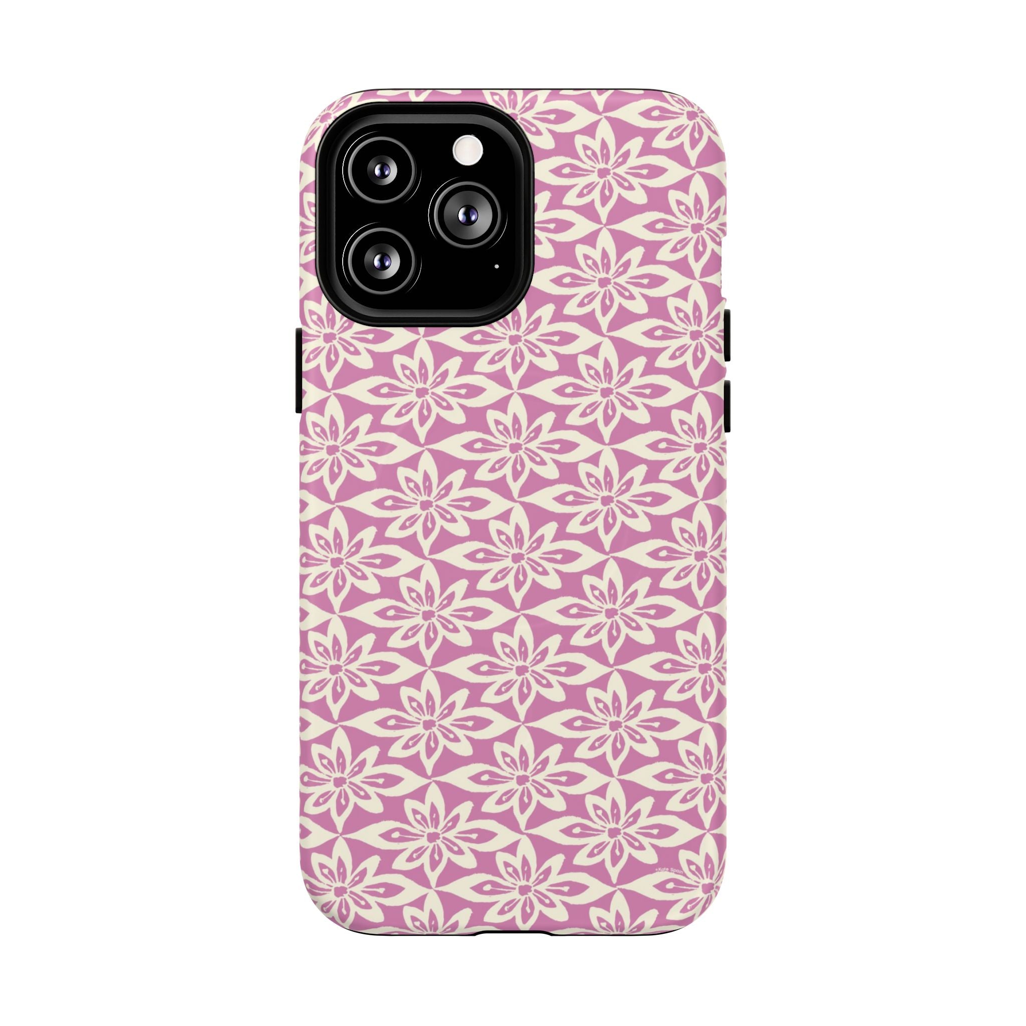 Lily Rose MagSafe iPhone 13 Pro Max Case – Matte | graphic white lily print on soft rose — botanical MagSafe case by Kate Spain