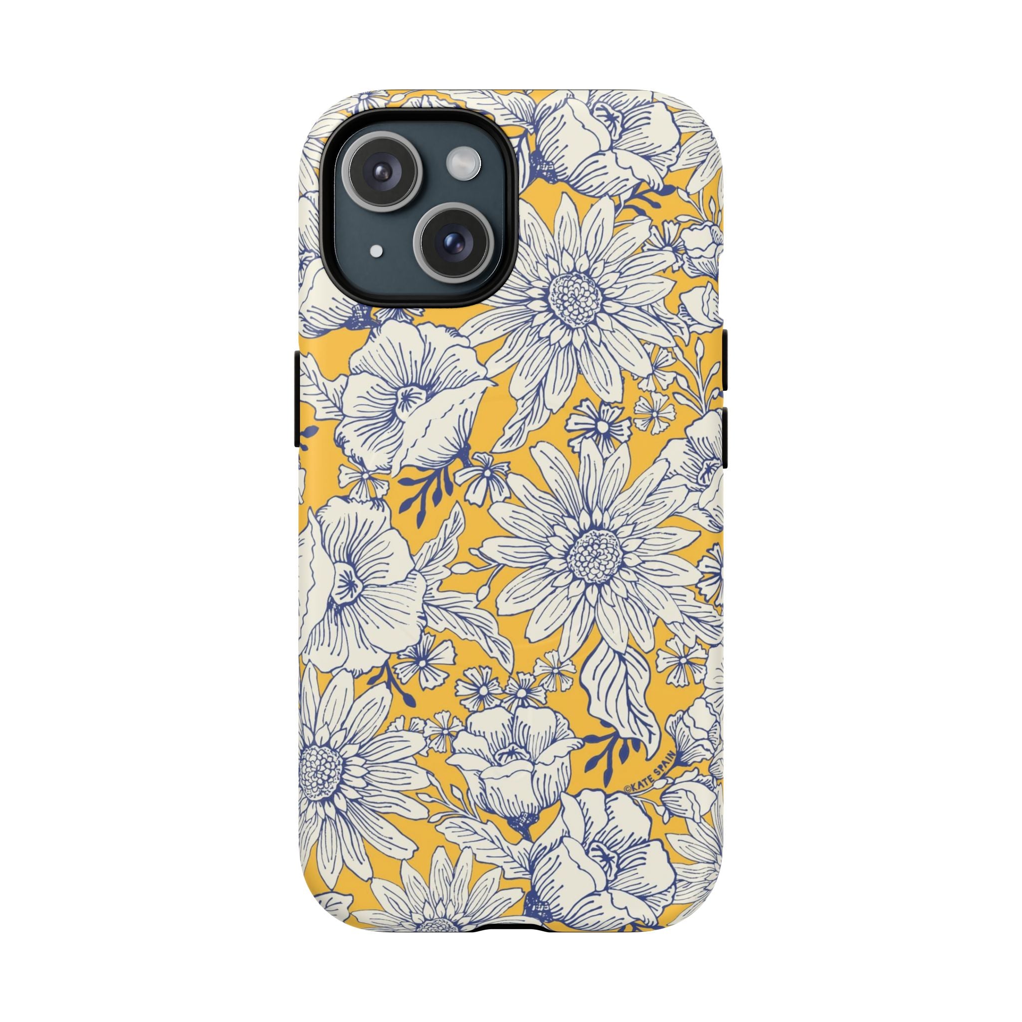 Jardin Yellow MagSafe iPhone 15 Case – Matte | yellow and cream botanical garden print