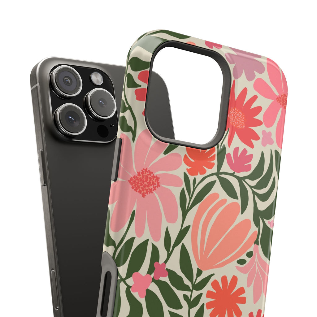 Botanica MagSafe iPhone 16 Pro Max Case – Glossy | angled three-quarter view showing full print wrap