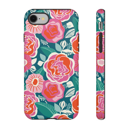 Tea Rose Teal iPhone Tough Case
