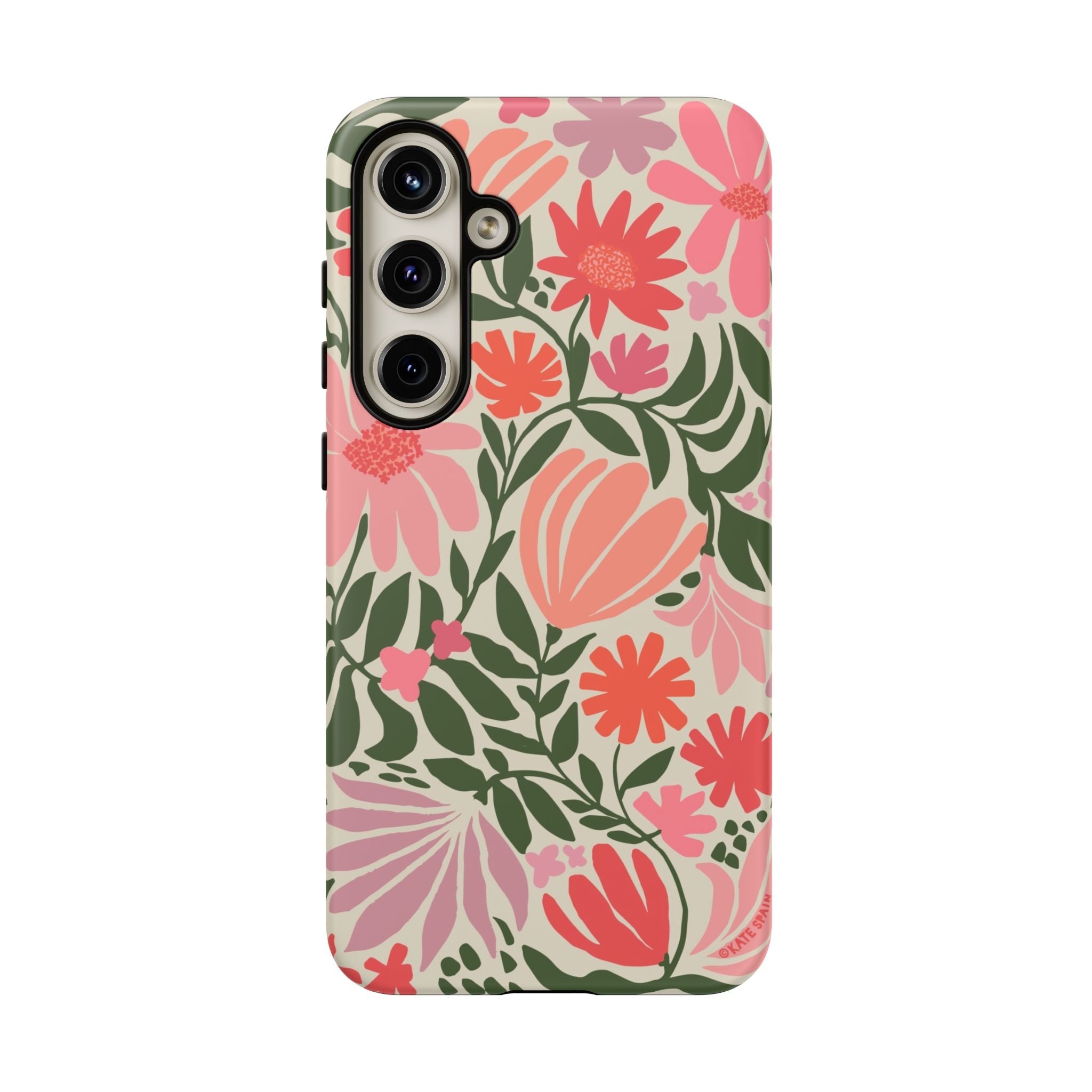 Luxury Botanica Samsung Galaxy S24 Plus Case – Matte – Glossy | cream, coral, pink botanical wildflower print