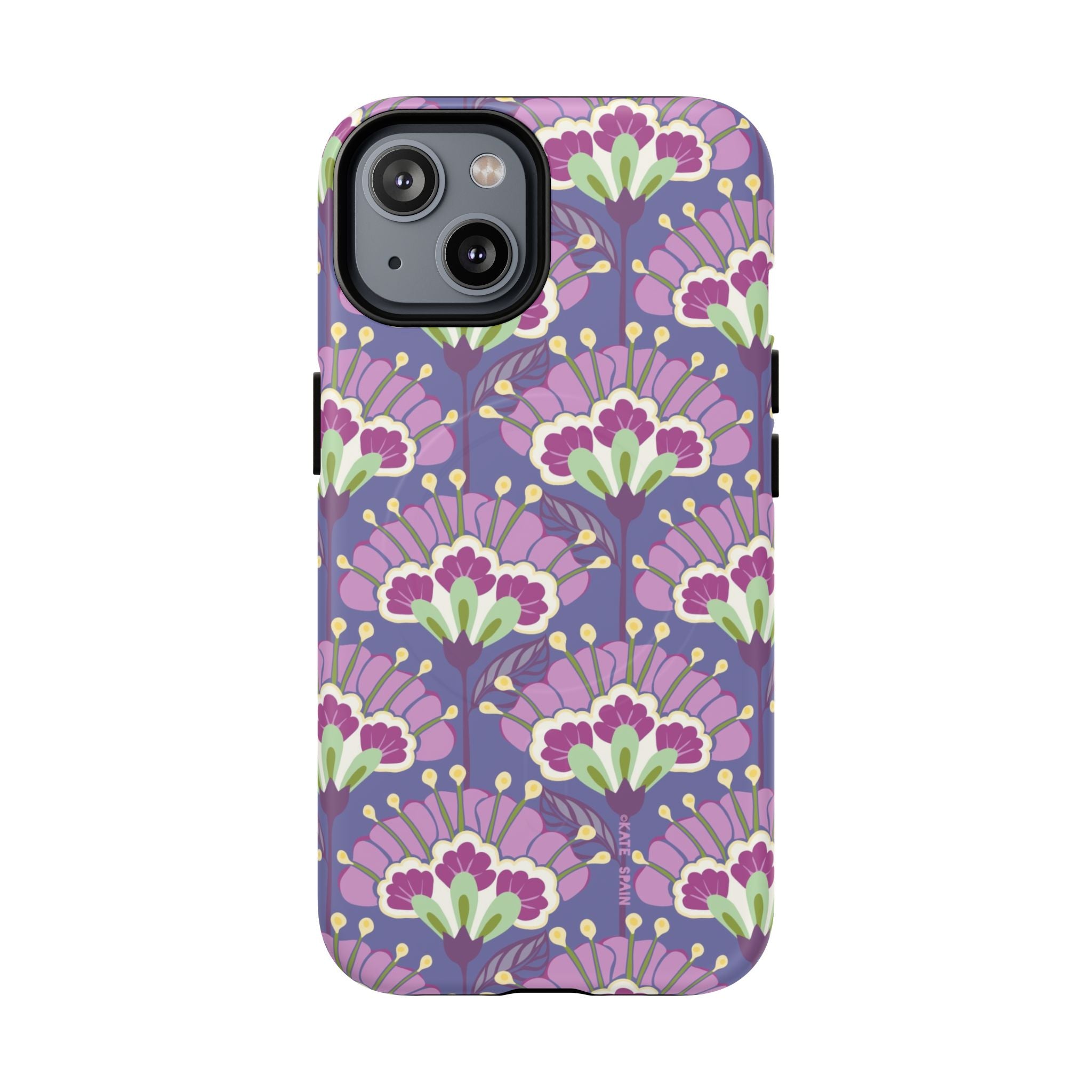 Lantern Flower MagSafe iPhone 14 Case – Matte | periwinkle, purple, mauve, sage botanical lantern floral print